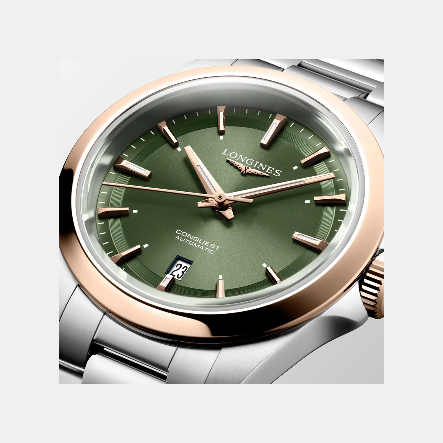 Conquest Women Automatic Green Dial Analog Stainless Steel Watch L33205026 - Image 2