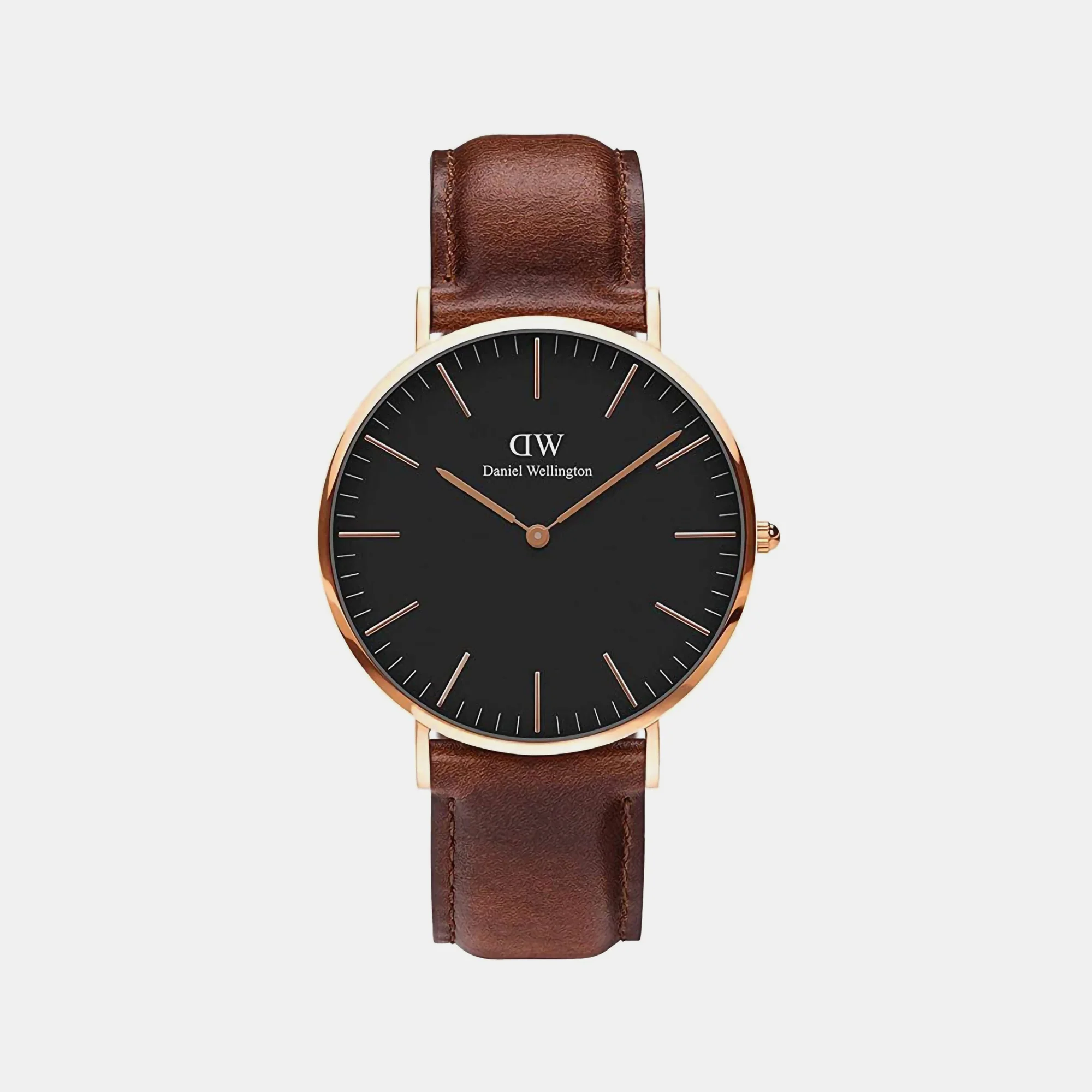 Classic Men Quartz Black Dial Analog Leather Watch DW00100124K