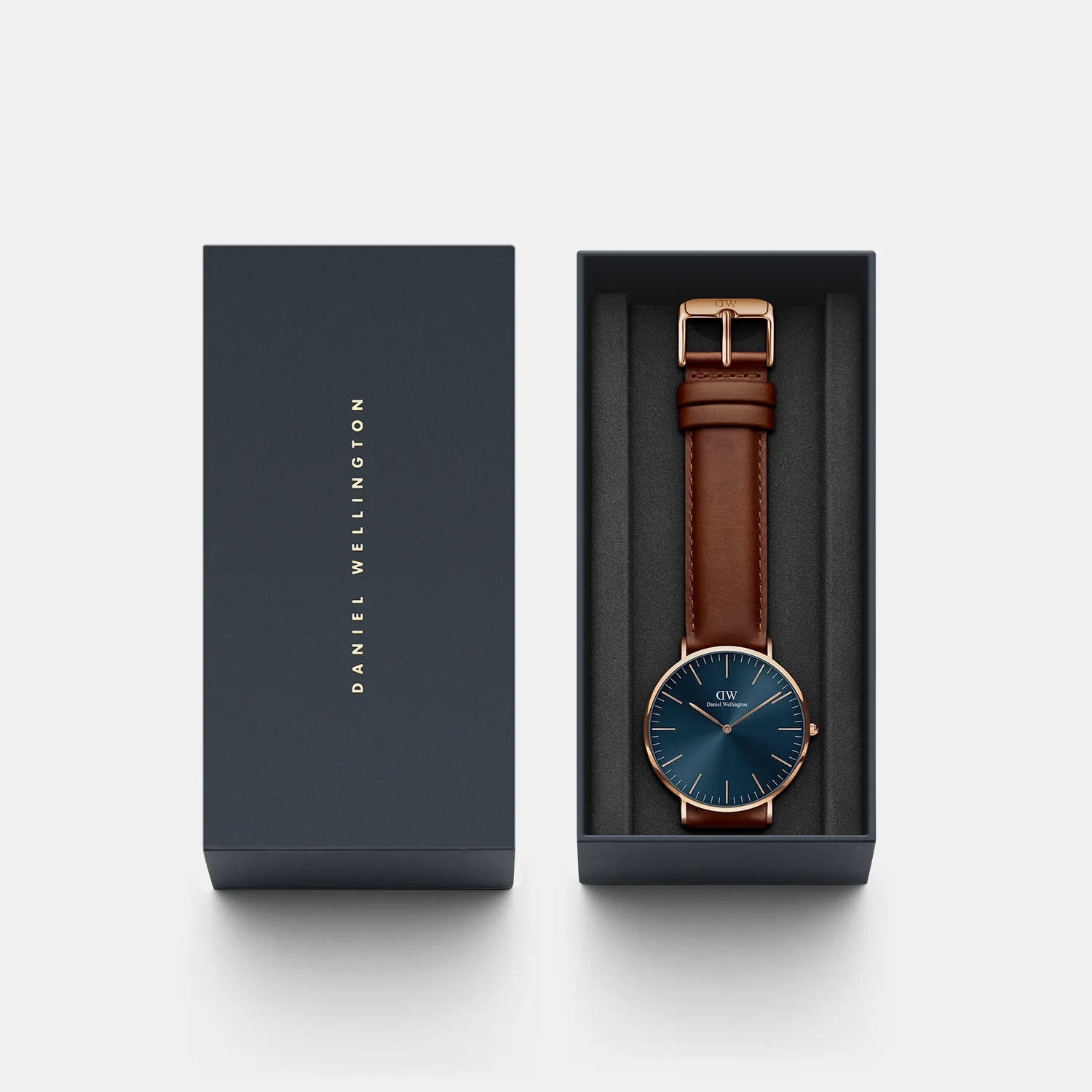 Classic Men Quartz Blue Dial Analog Leather Watch DW00100626K - Image 5