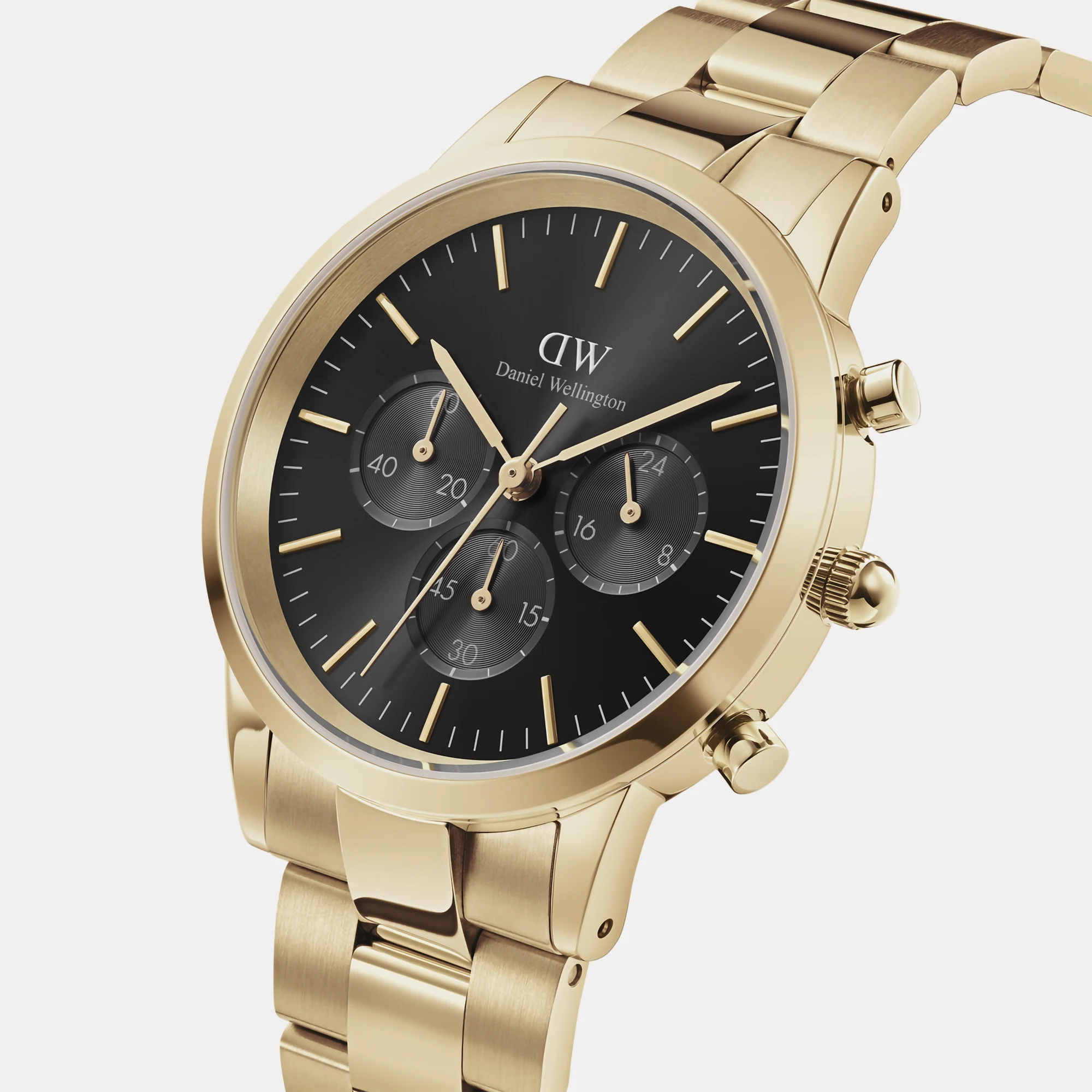Iconic Men Quartz Black Dial Chronograph Stainless Steel Watch DW00100641K - Image 2
