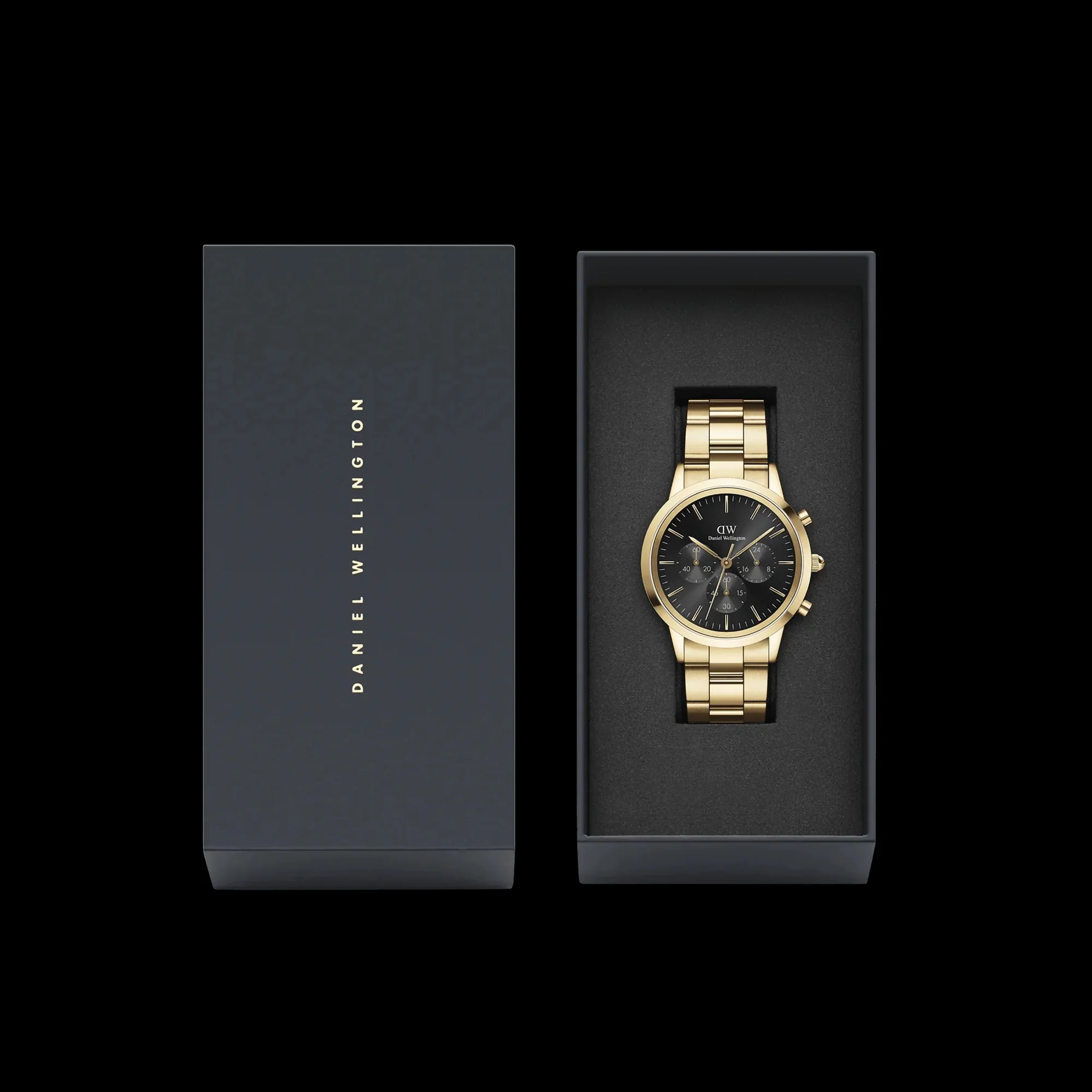 Iconic Men Quartz Black Dial Chronograph Stainless Steel Watch DW00100641K - Image 4