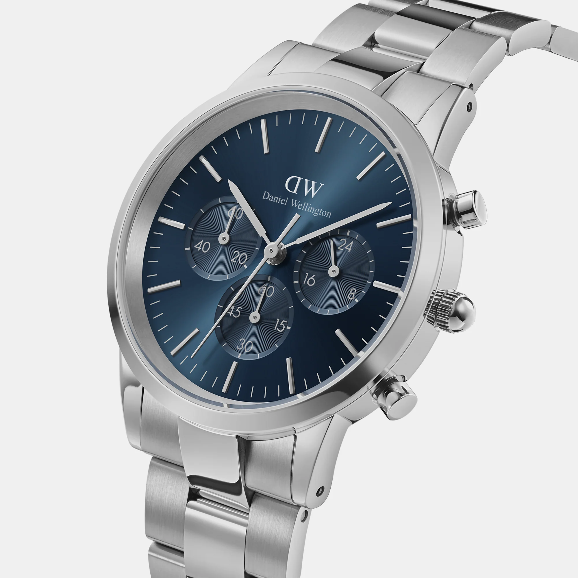 Iconic Men Quartz Blue Dial Chronograph Stainless Steel Watch DW00100644K - Image 2