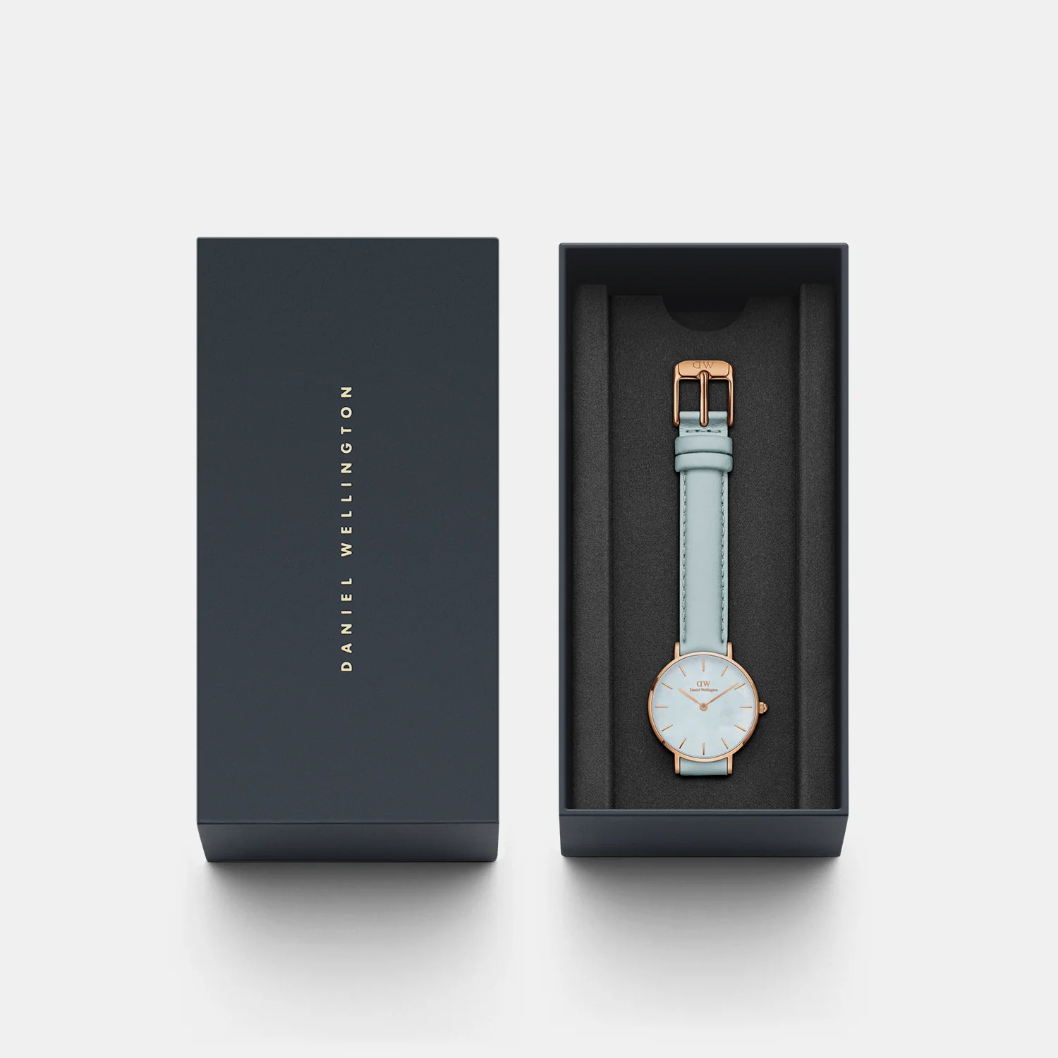 Petite Women Quartz Blue Dial Analog Leather Watch DW00100635K - Image 5