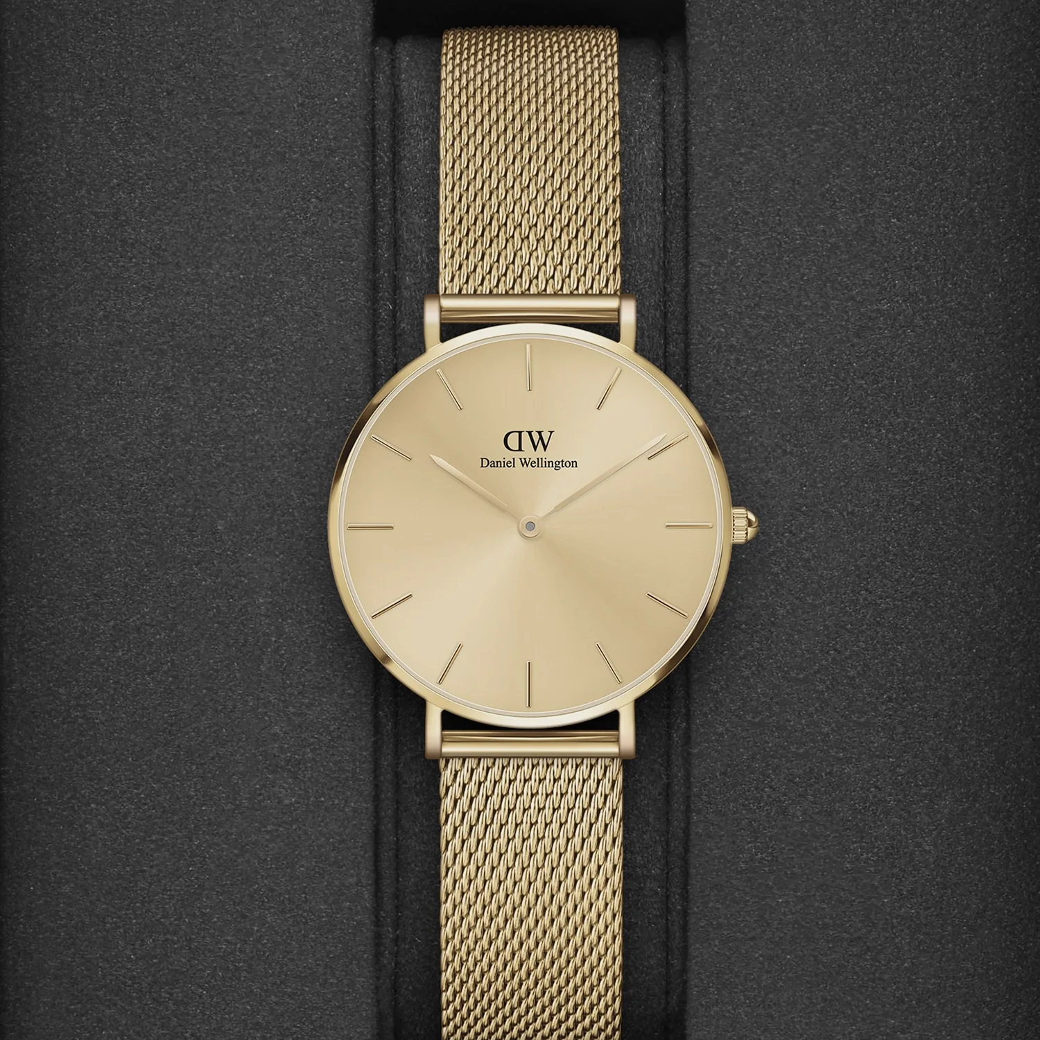 Petite Women Quartz Gold Dial Analog Stainless Steel Watch DW00100474K - Image 3