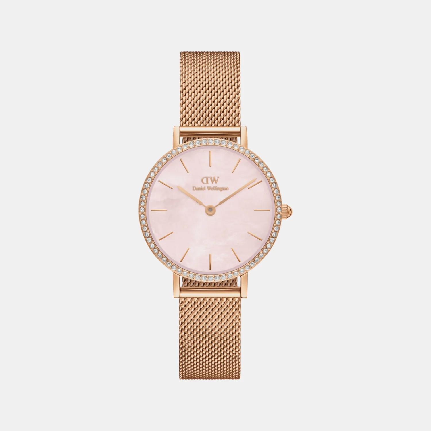 Petite Women Quartz Mother Of Pearl Dial Analog Mesh Watch DW00100663K