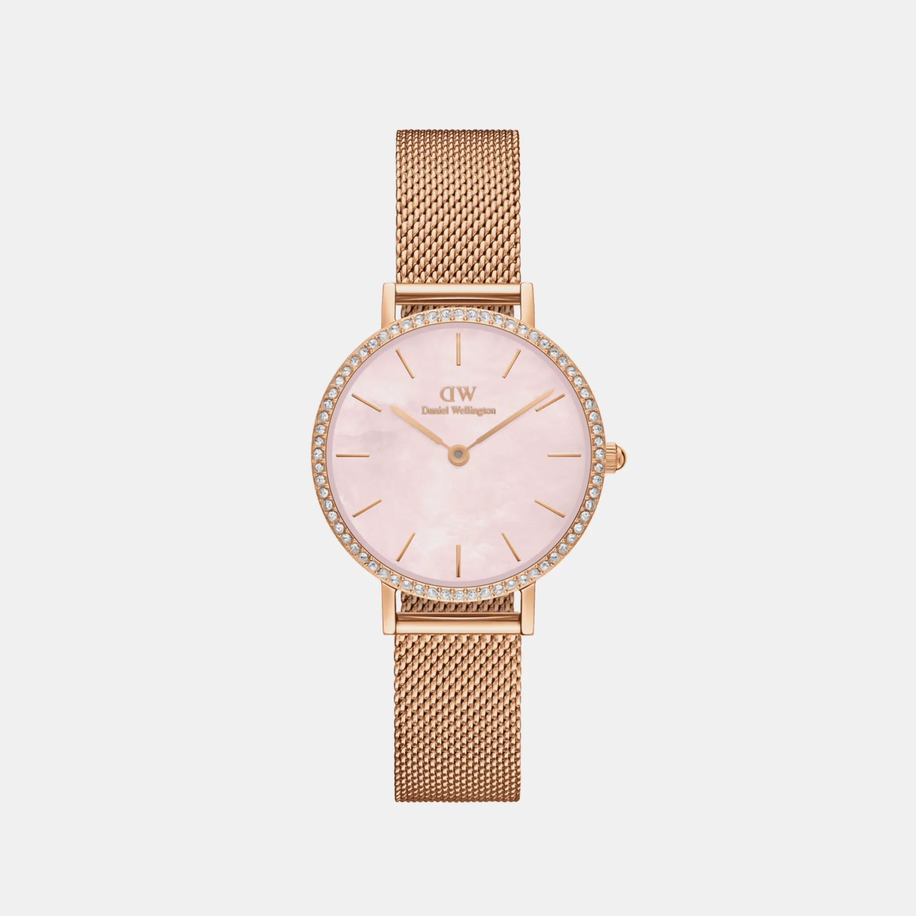 Petite Women Quartz Mother Of Pearl Dial Analog Mesh Watch DW00100663K - Image 2