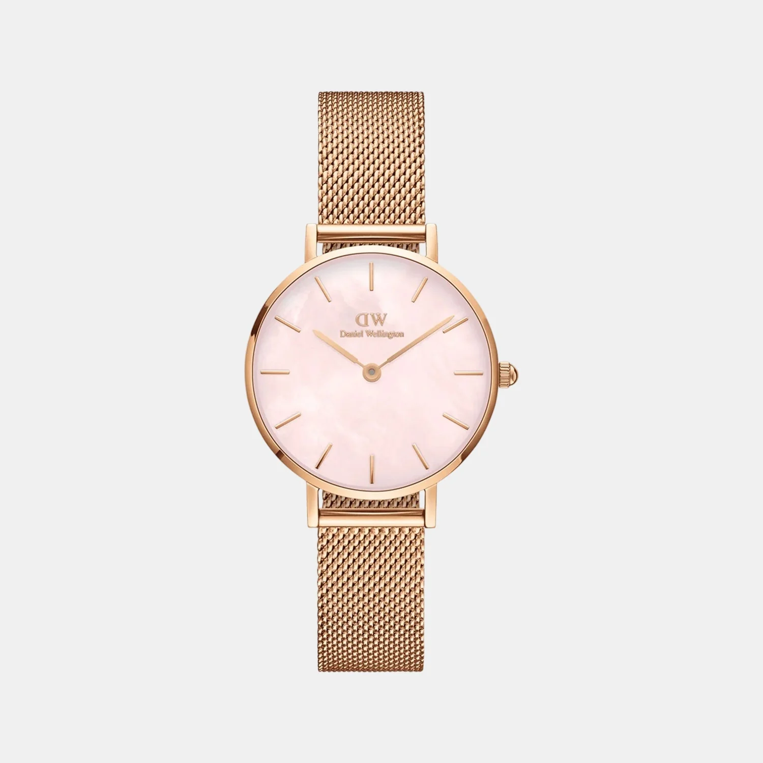 Petite Women Quartz Pink Mother of Pearl Dial Analog Stainless Steel Watch DW00100516K
