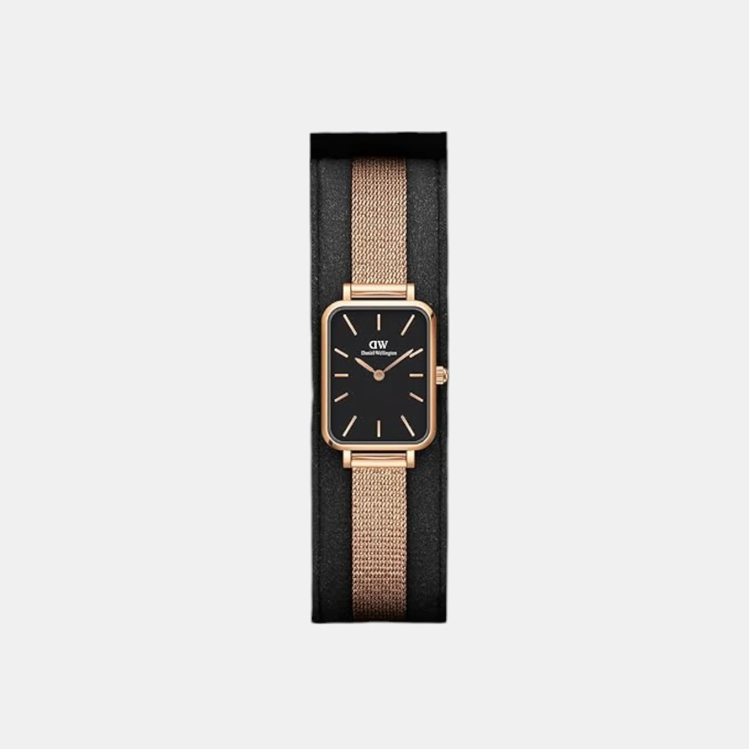 Quadro Women Quartz Black Dial Analog Mesh Watch DW00100432K - Image 3