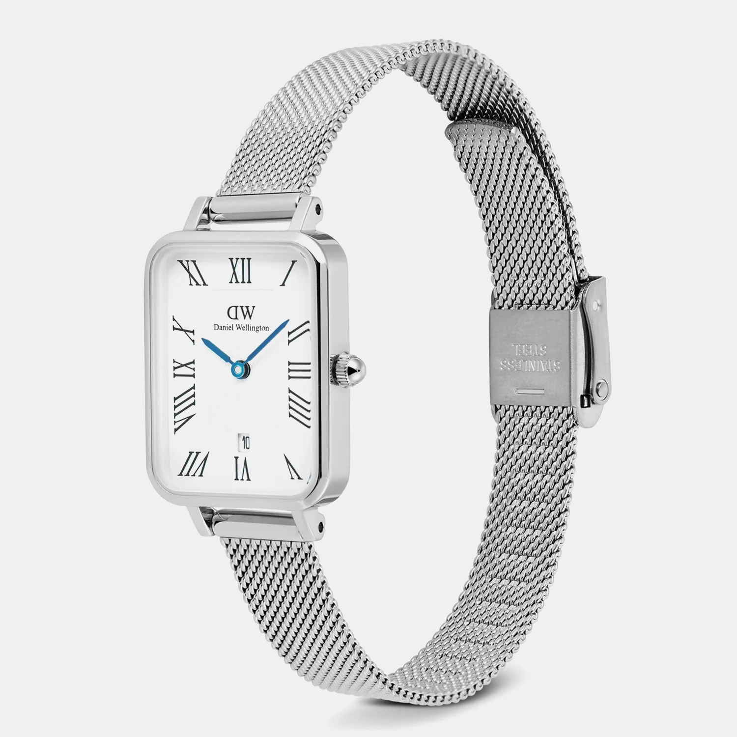 Quadro Women Quartz White Dial Analog Mesh Watch DW00100863K - Image 3
