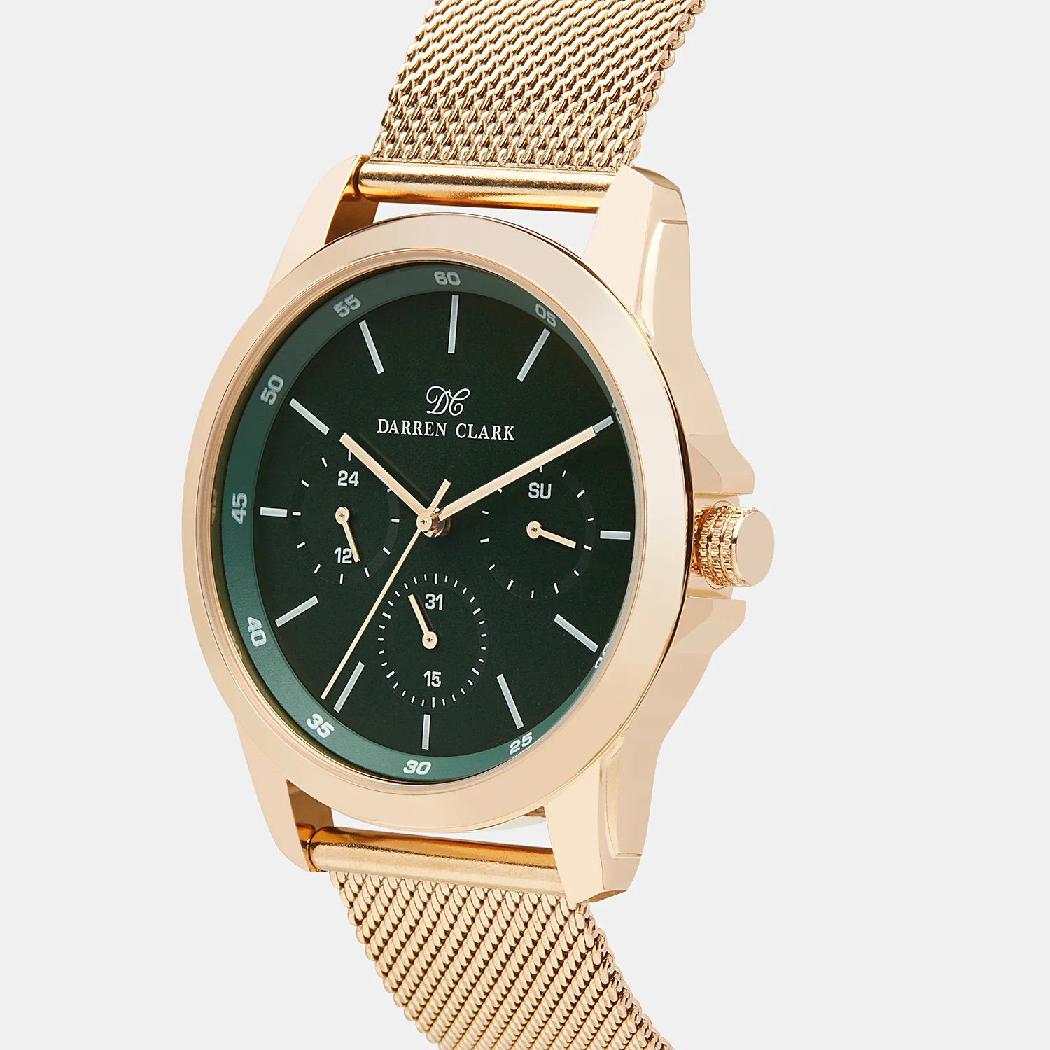 Men Quartz Green Dial Chronograph Mesh Watch 1007C-E0314 - Image 2