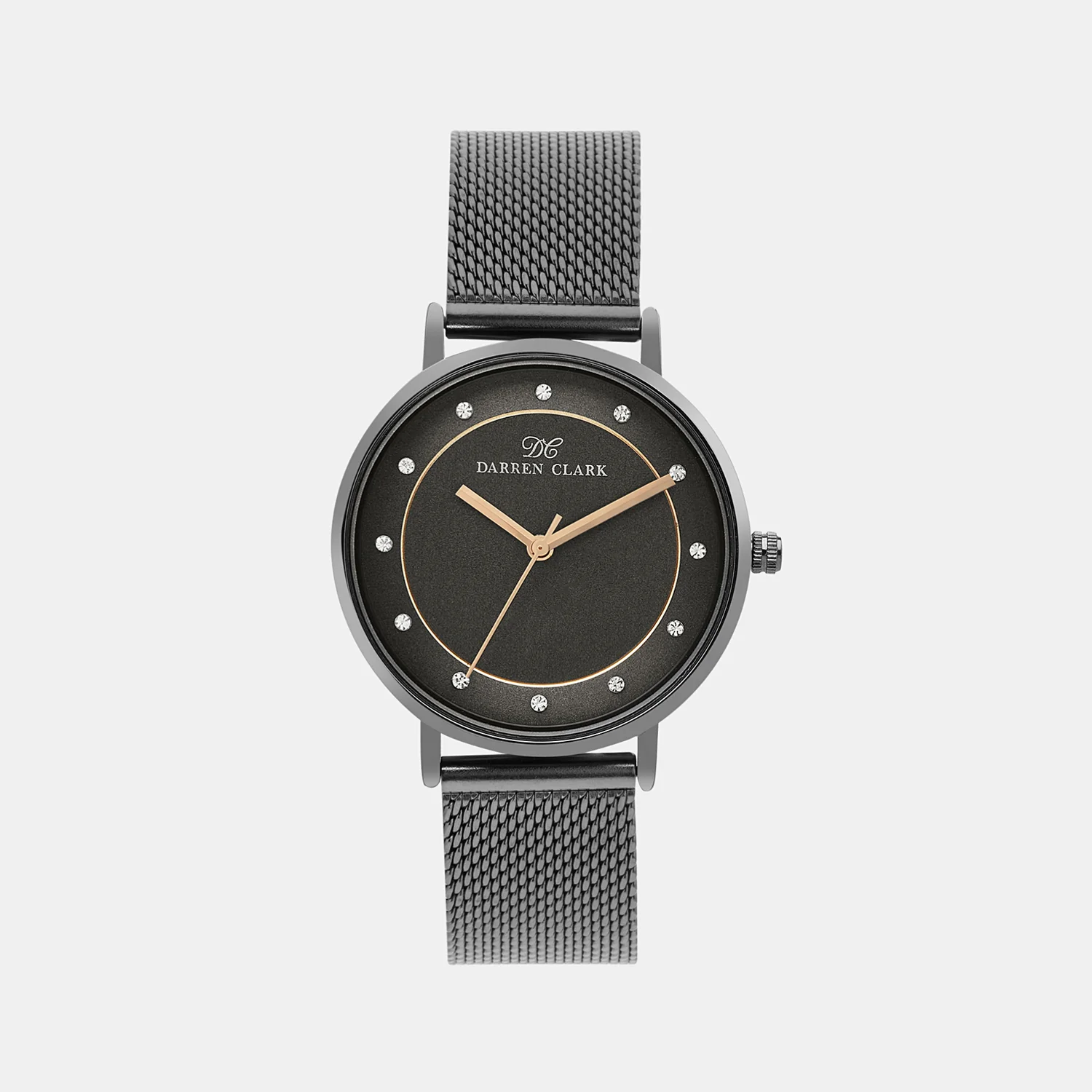 Women Quartz Black Dial Analog Mesh Watch 2005F-E0404