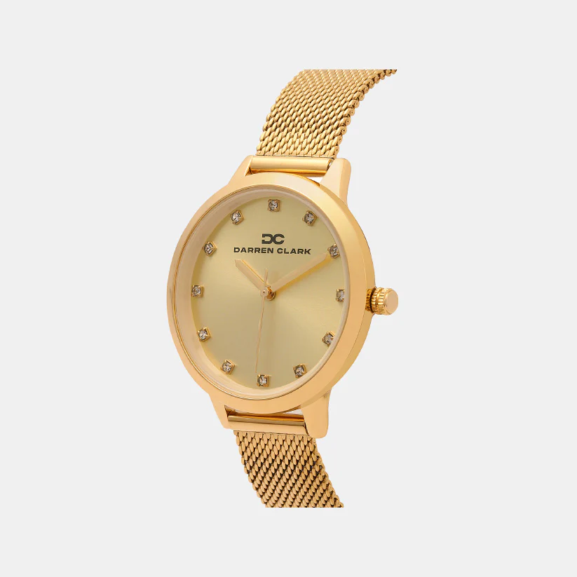 Women Quartz Champagne Dial Analog Mesh Watch 2008B-E0208 - Image 3