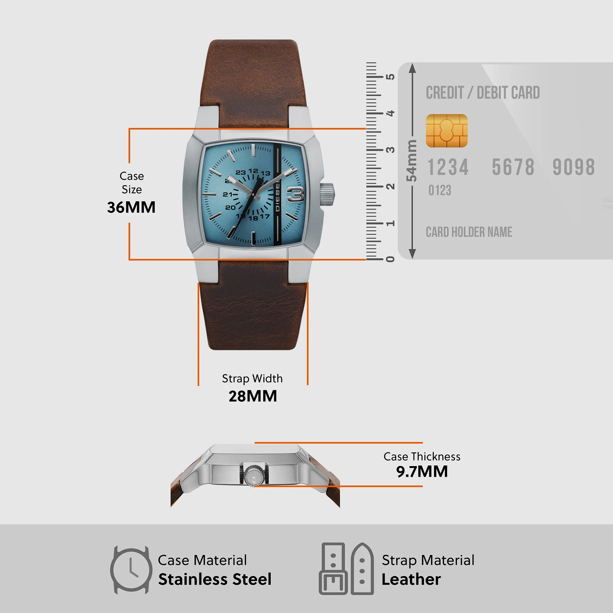 Cliffhanger Men Quartz Blue Dial Analog Leather Watch DZ1998 - Image 5