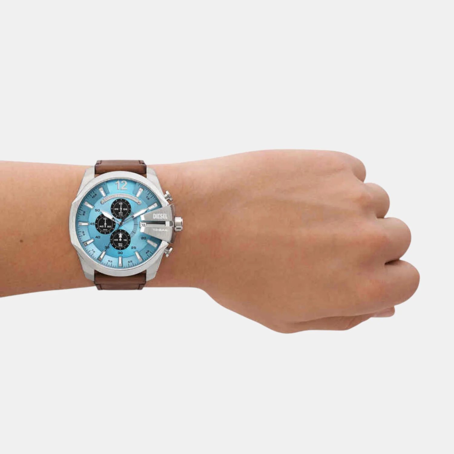 Mega Chief Men Quartz Blue Dial Chronograph Leather Watch DZ4657 - Image 4
