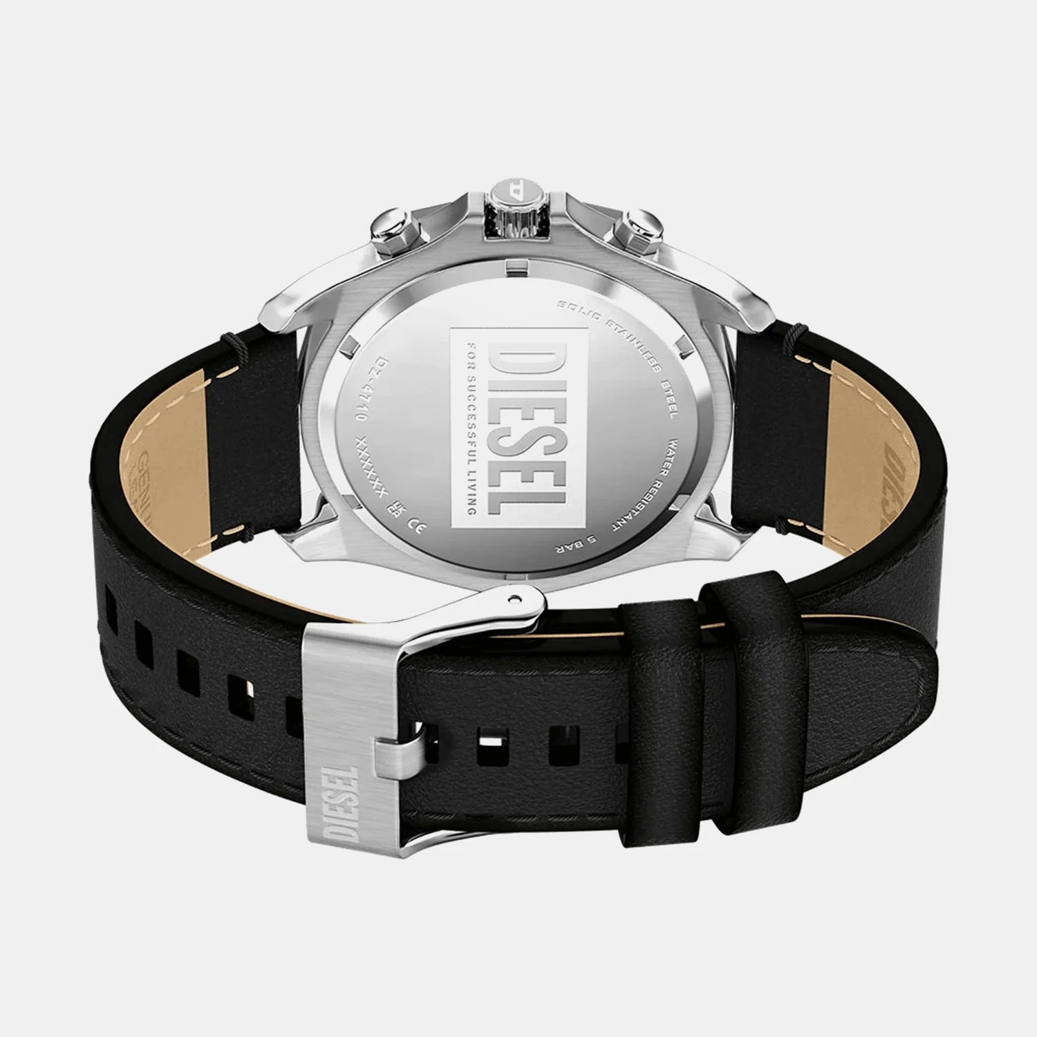 Men Quartz Black Dial Chronograph Leather Watch DZ4710 - Image 9