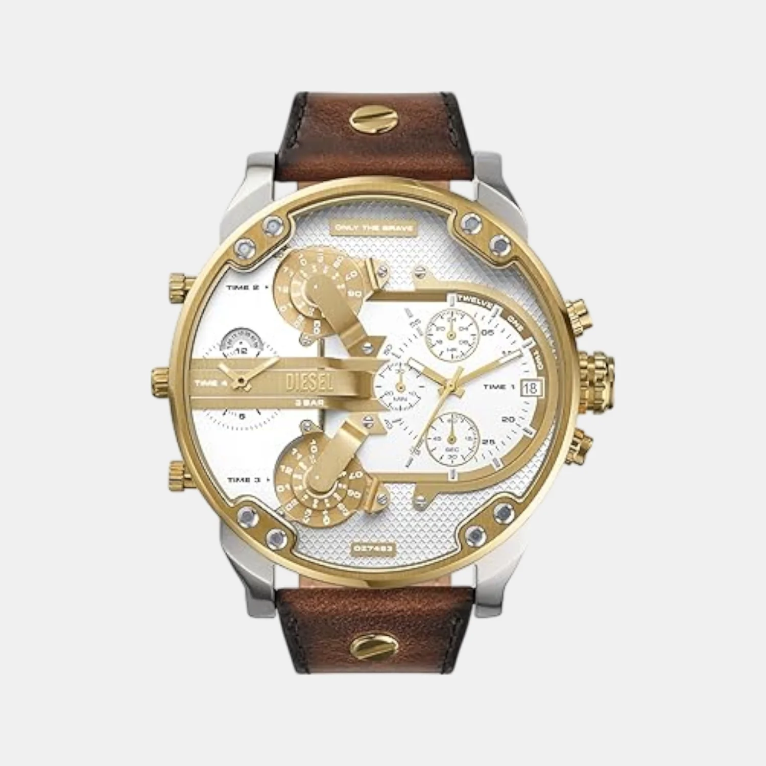 Mr. Daddy 2.0 Men Quartz Silver Dial Chronograph Leather Watch DZ7483 - Image 2
