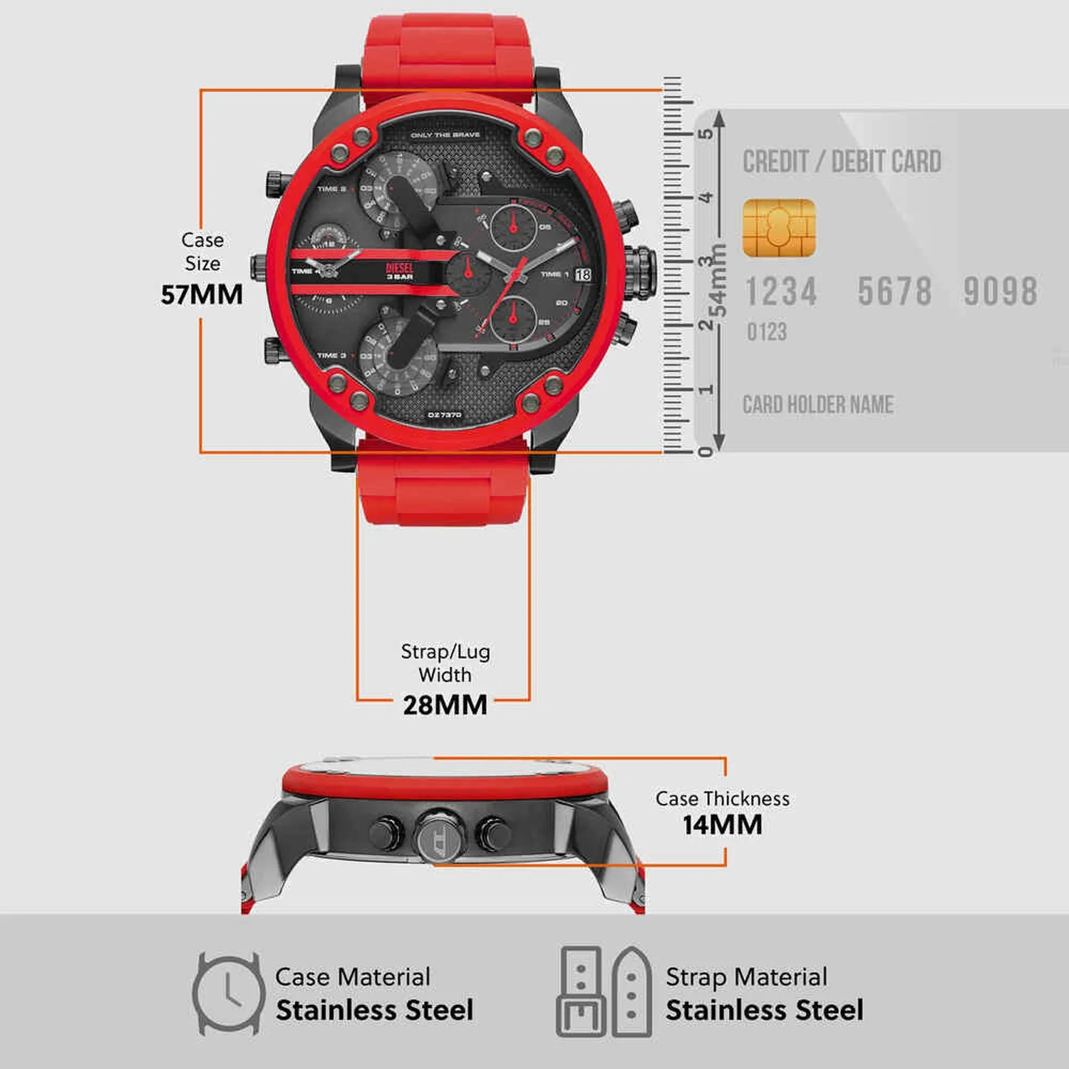 Mr. Daddy 2 Men Quartz Grey Dial Chronograph Stainless Steel Watch DZ7370 - Image 4