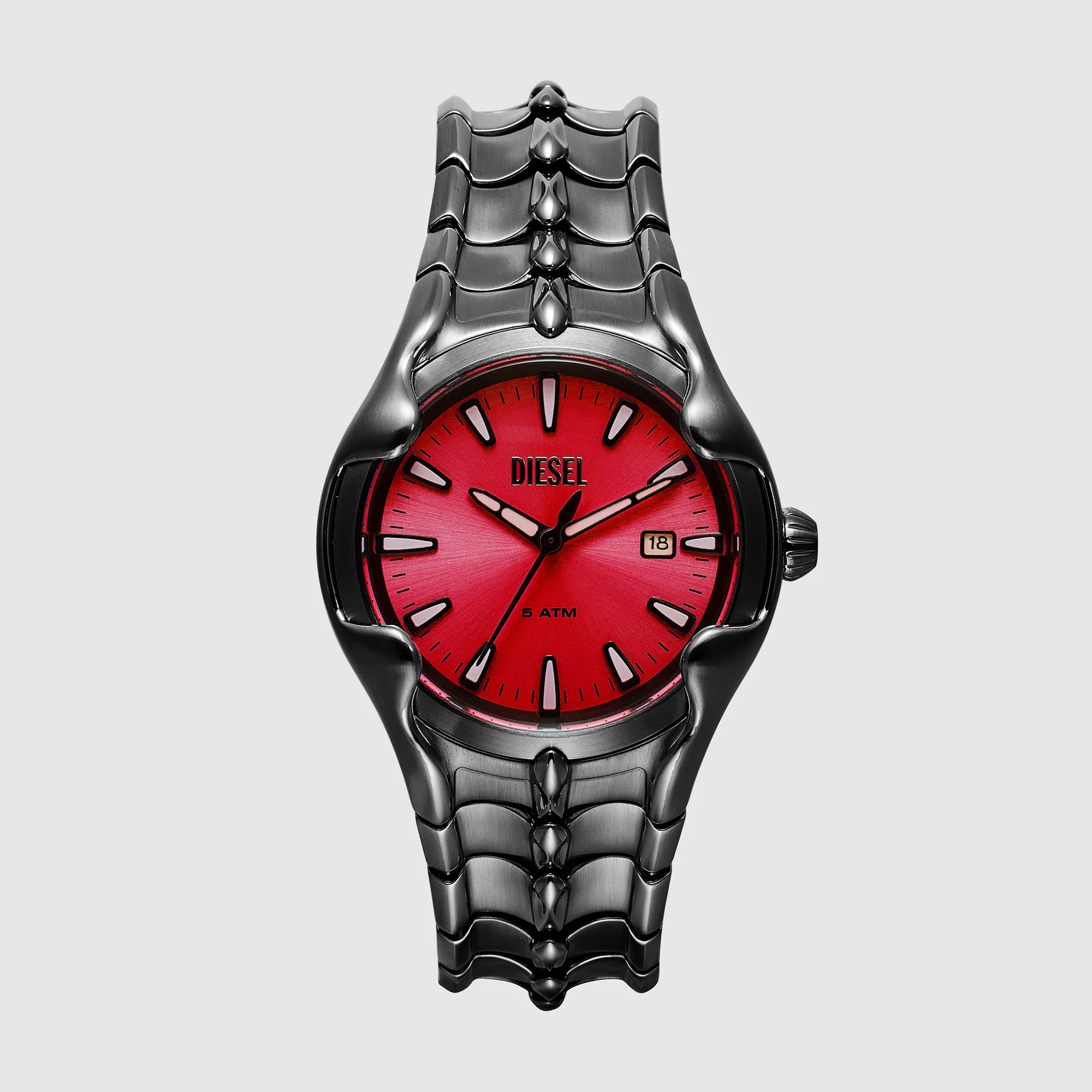 Vert Men Quartz Red Dial Analog Stainless Steel Watch DZ2199