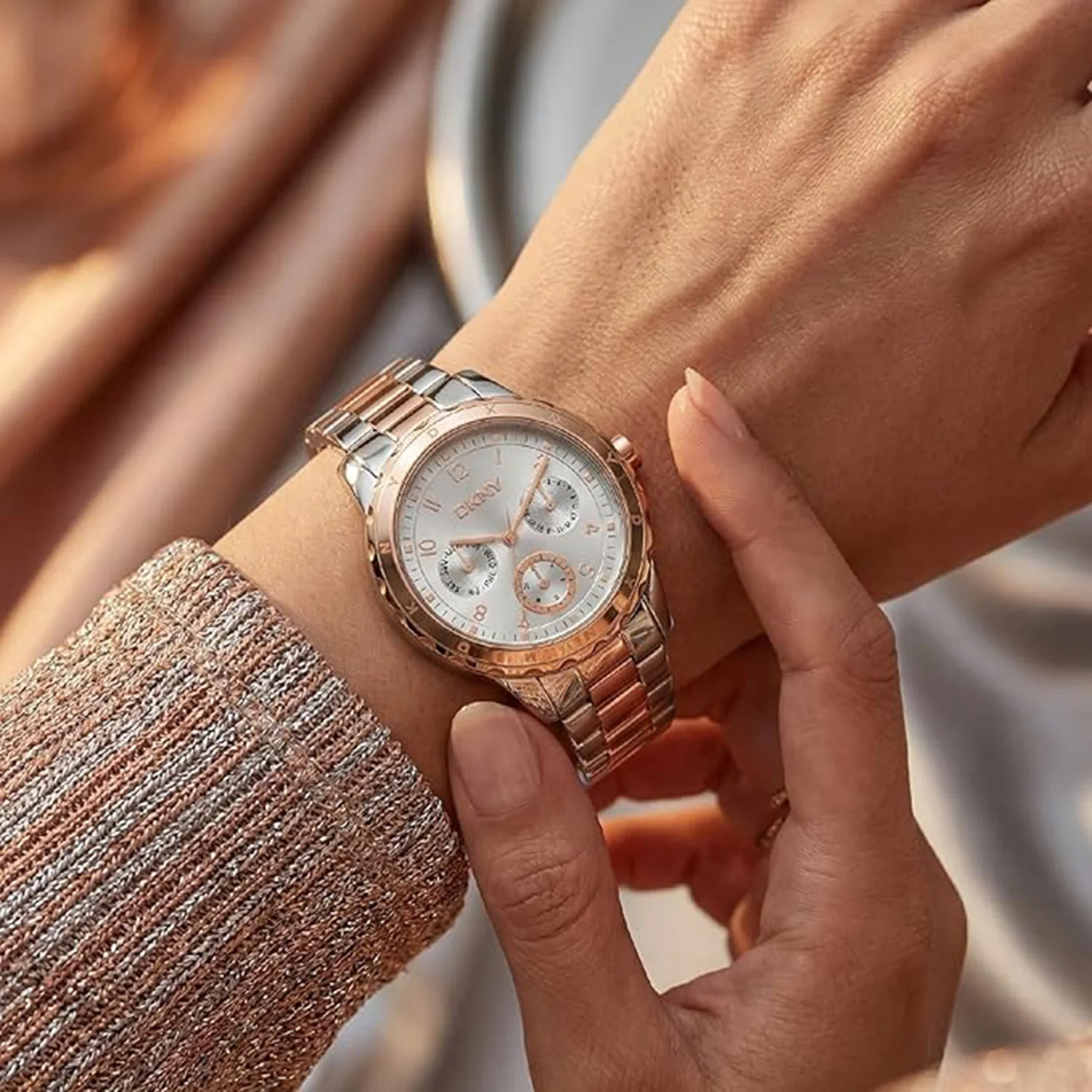 Park Ave Multi Women Quartz Silver Dial Multi-Function Stainless Steel Watch DK1L054M0085 - Image 5