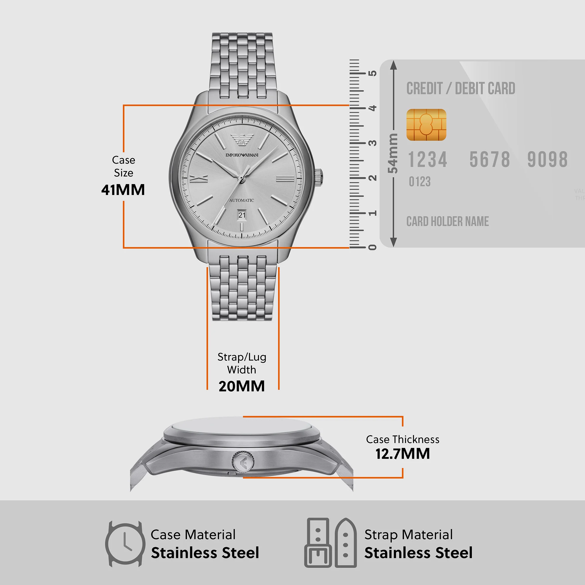 Antonio Men Automatic White Dial Analog Stainless Steel Watch AR60076 - Image 5