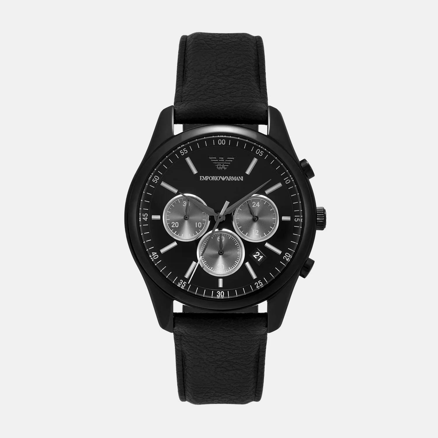 Antonio Men Quartz Black Dial Chronograph Leather Watch AR11583 - Image 2