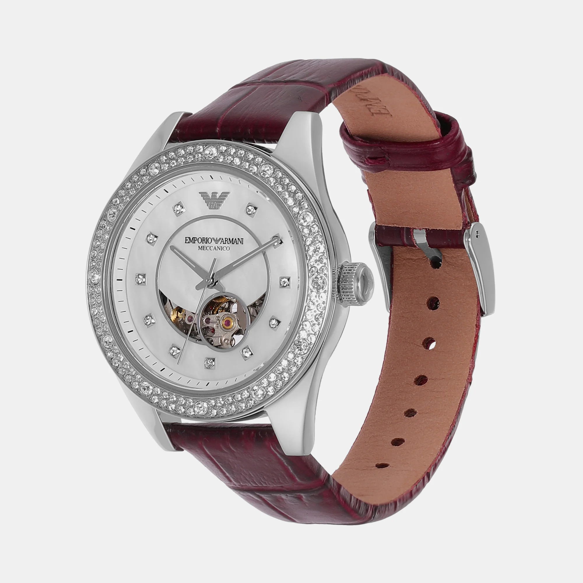 Leo Women Automatic Silver Dial Analog Leather Watch AR60075 - Image 3