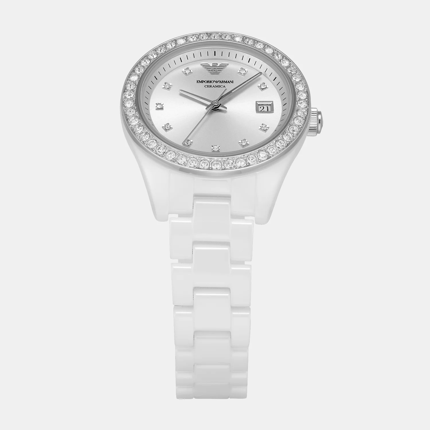 leo Women Quartz Silver Dial Analog Ceramic Watch AR70014 - Image 3