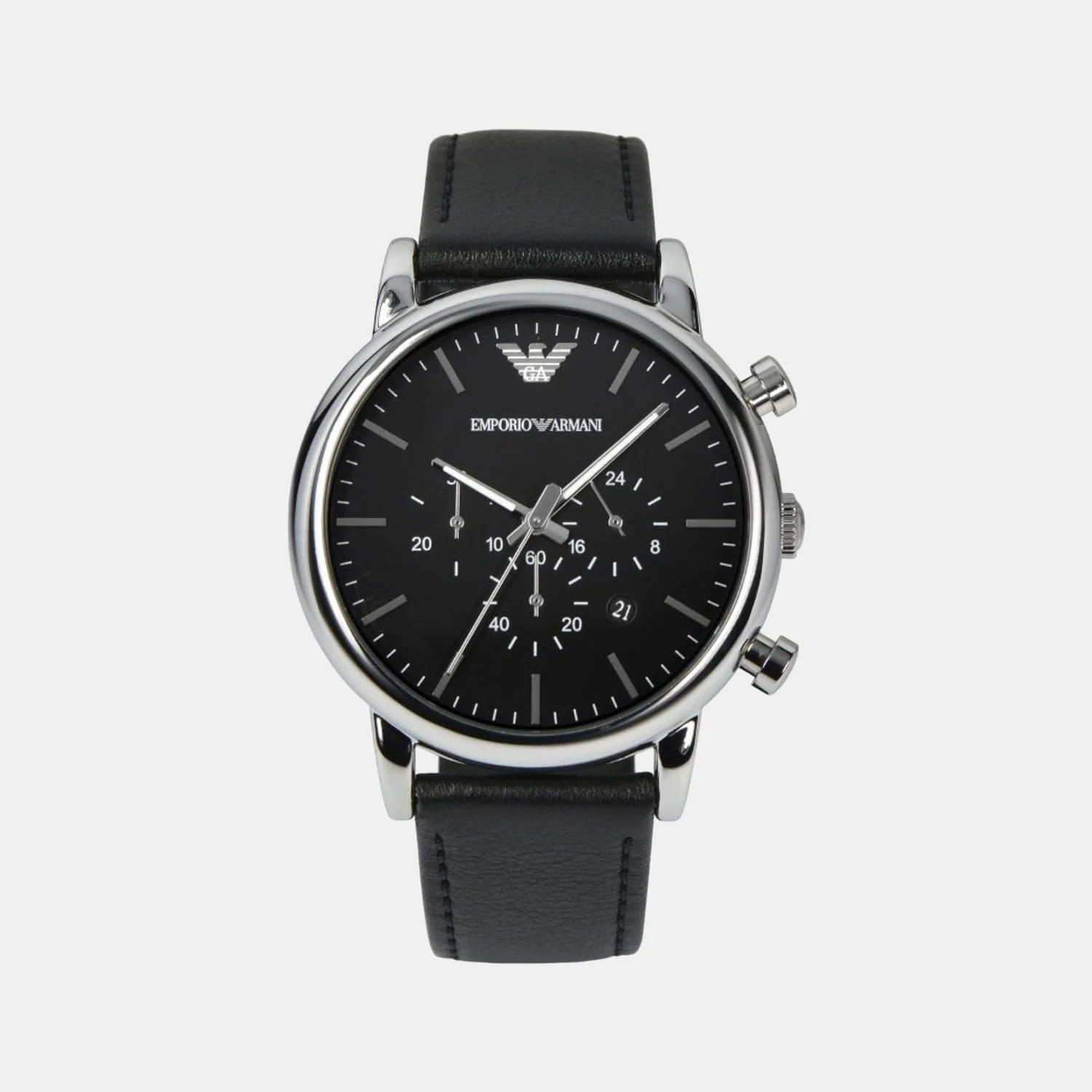 Luigi Men Quartz Black Dial Chronograph Leather Watch AR1828