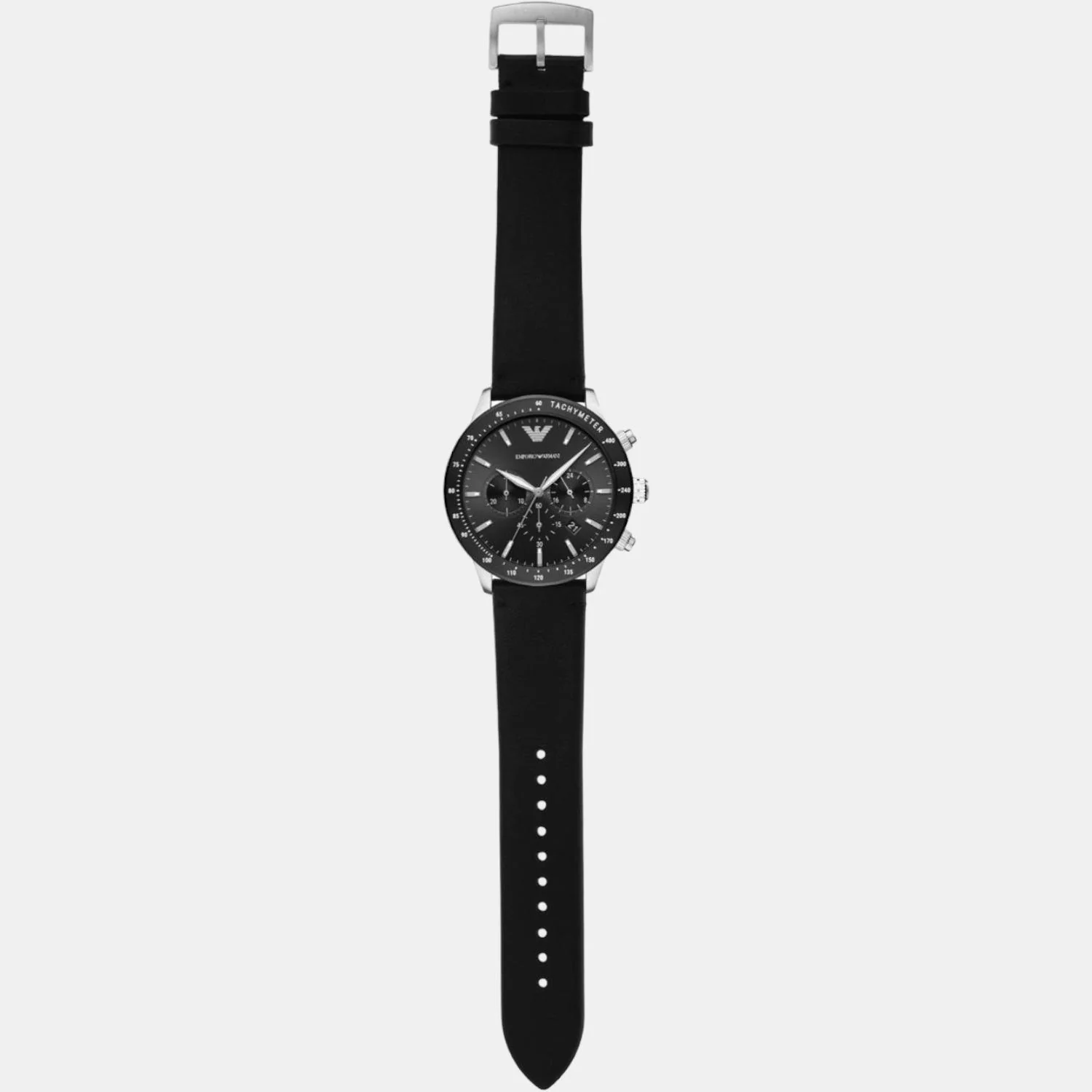Mario Men Quartz Black Dial Chronograph Leather Watch AR11243 - Image 9