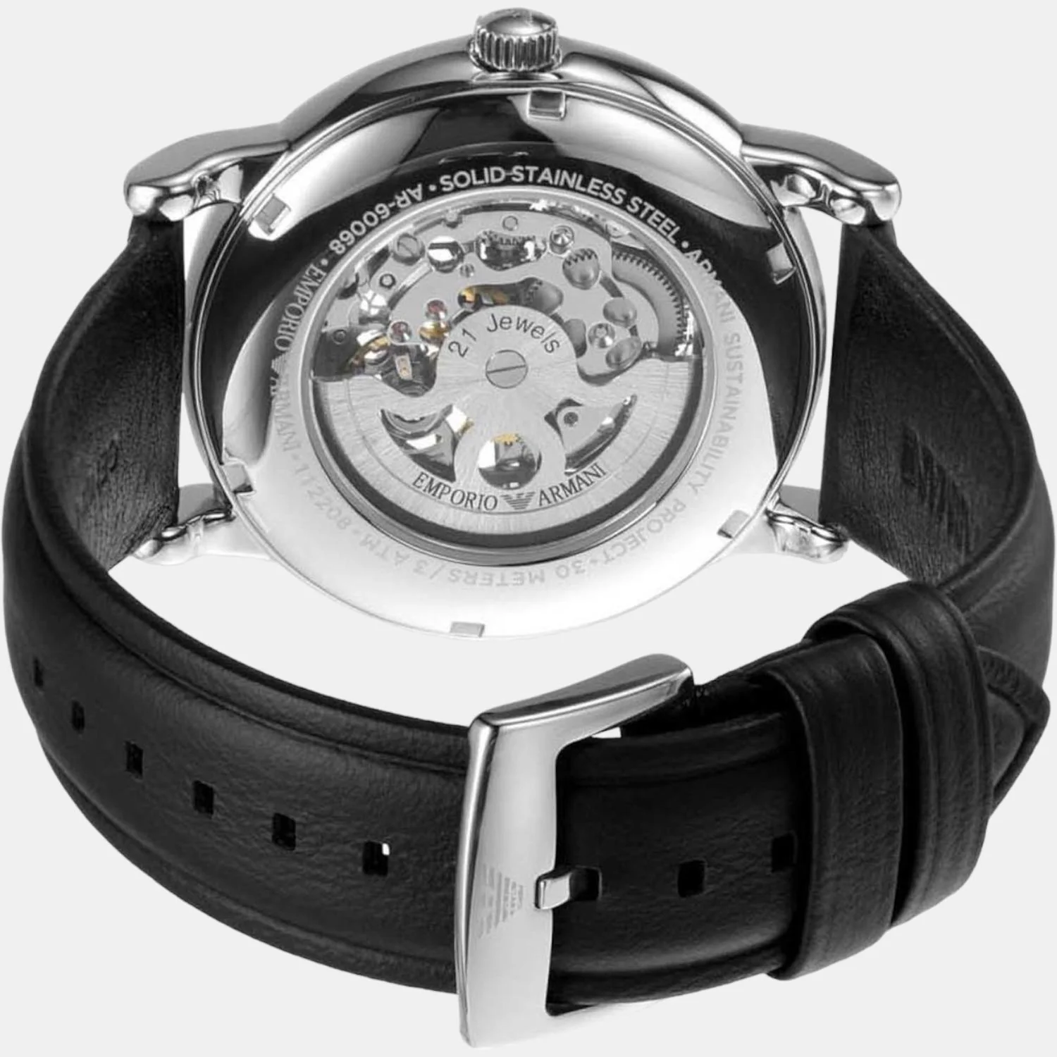 Men Automatic Silver Dial Analog Leather Watch AR60068 - Image 2