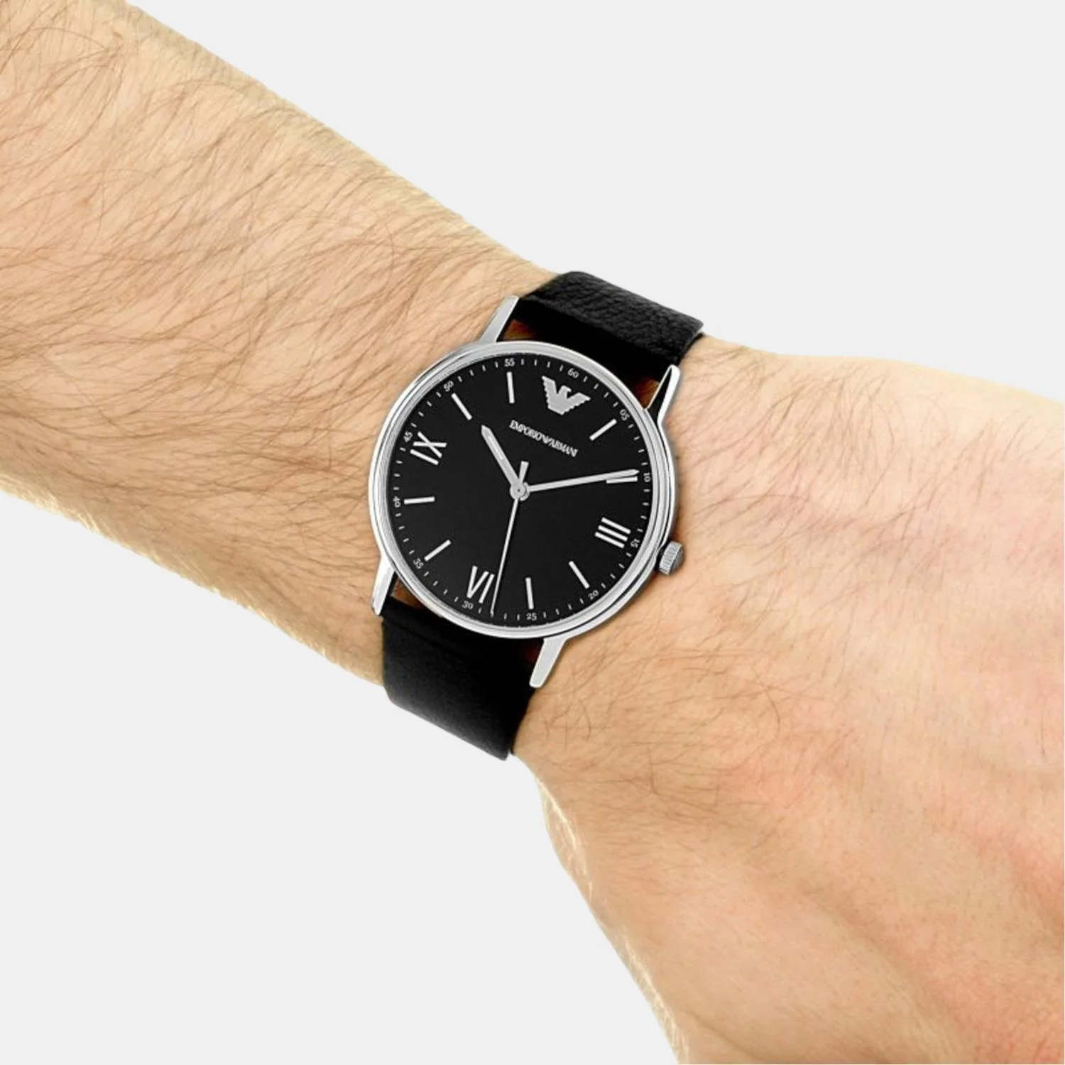 Men Quartz Black Dial Analog Leather Watch AR11013 - Image 4