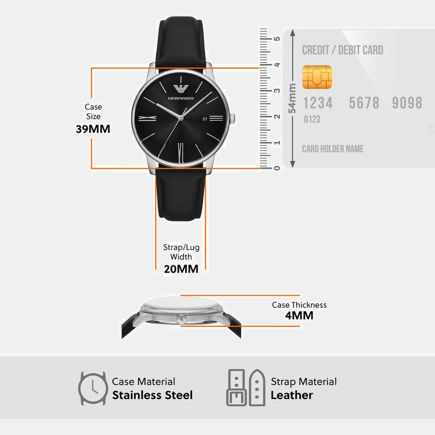 Men Quartz Black Dial Analog Leather Watch AR80079SET - Image 5