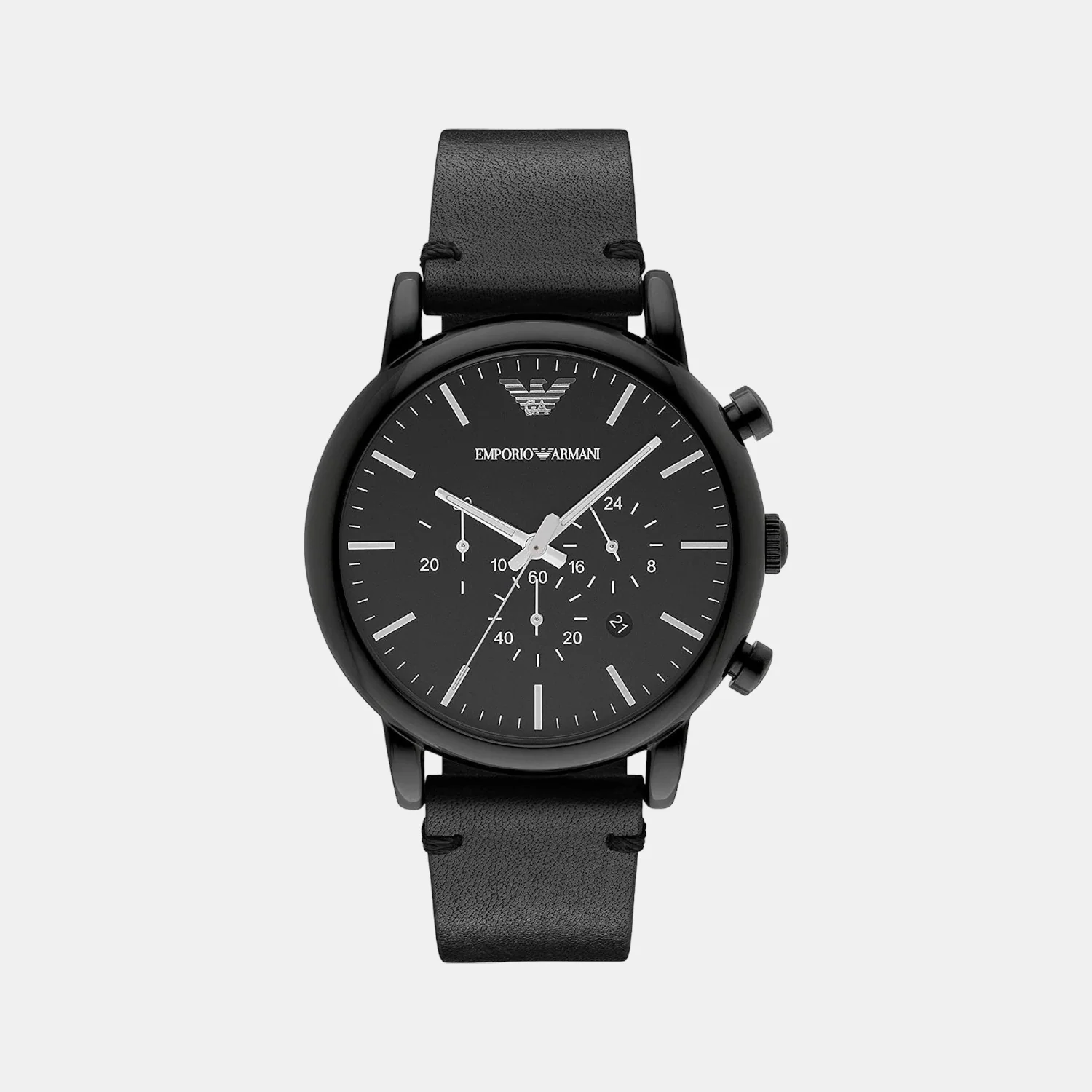 Men Quartz Black Dial Chronograph Leather Watch AR1918