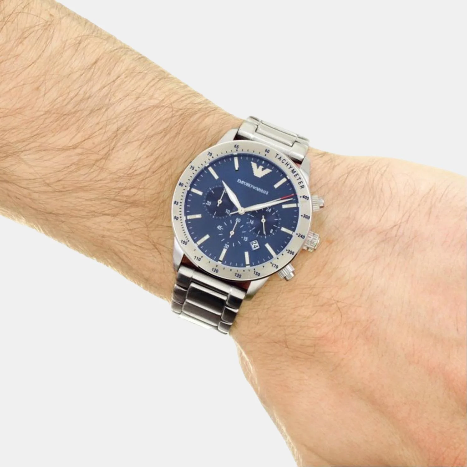 Men Quartz Blue Dial Chronograph Stainless Steel Watch AR11306 - Image 5