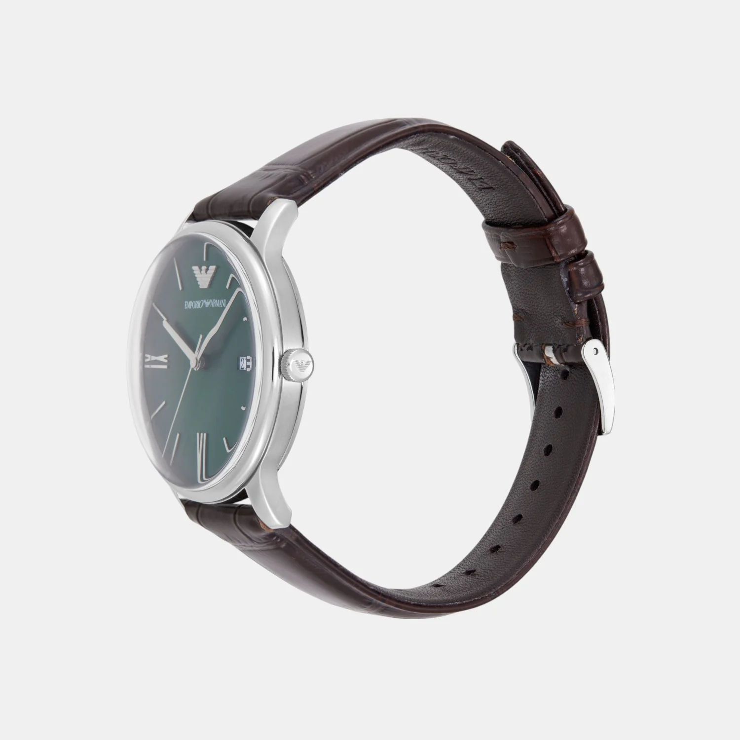 Men Quartz Green Dial Analog Leather Watch AR11672 - Image 7