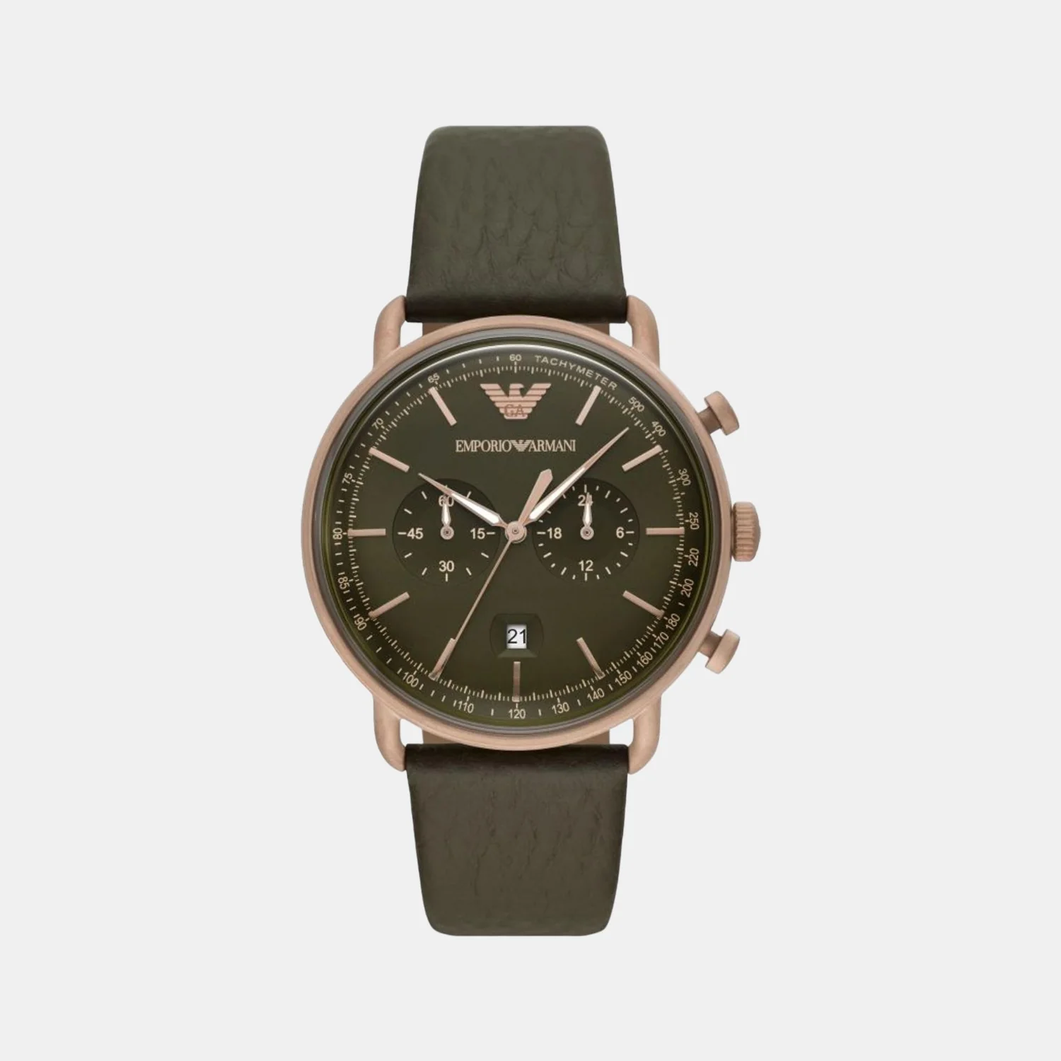 Men Quartz Green Dial Chronograph Leather Watch AR11421