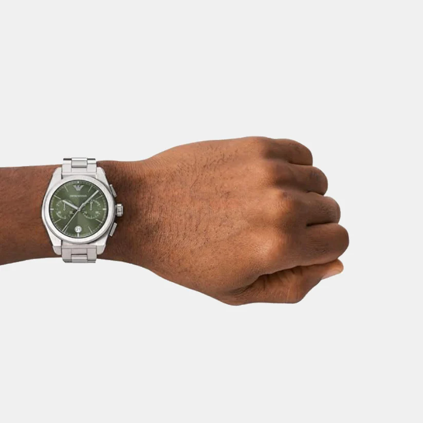 Men Quartz Green Dial Chronograph Stainless Steel Watch AR11640 - Image 5