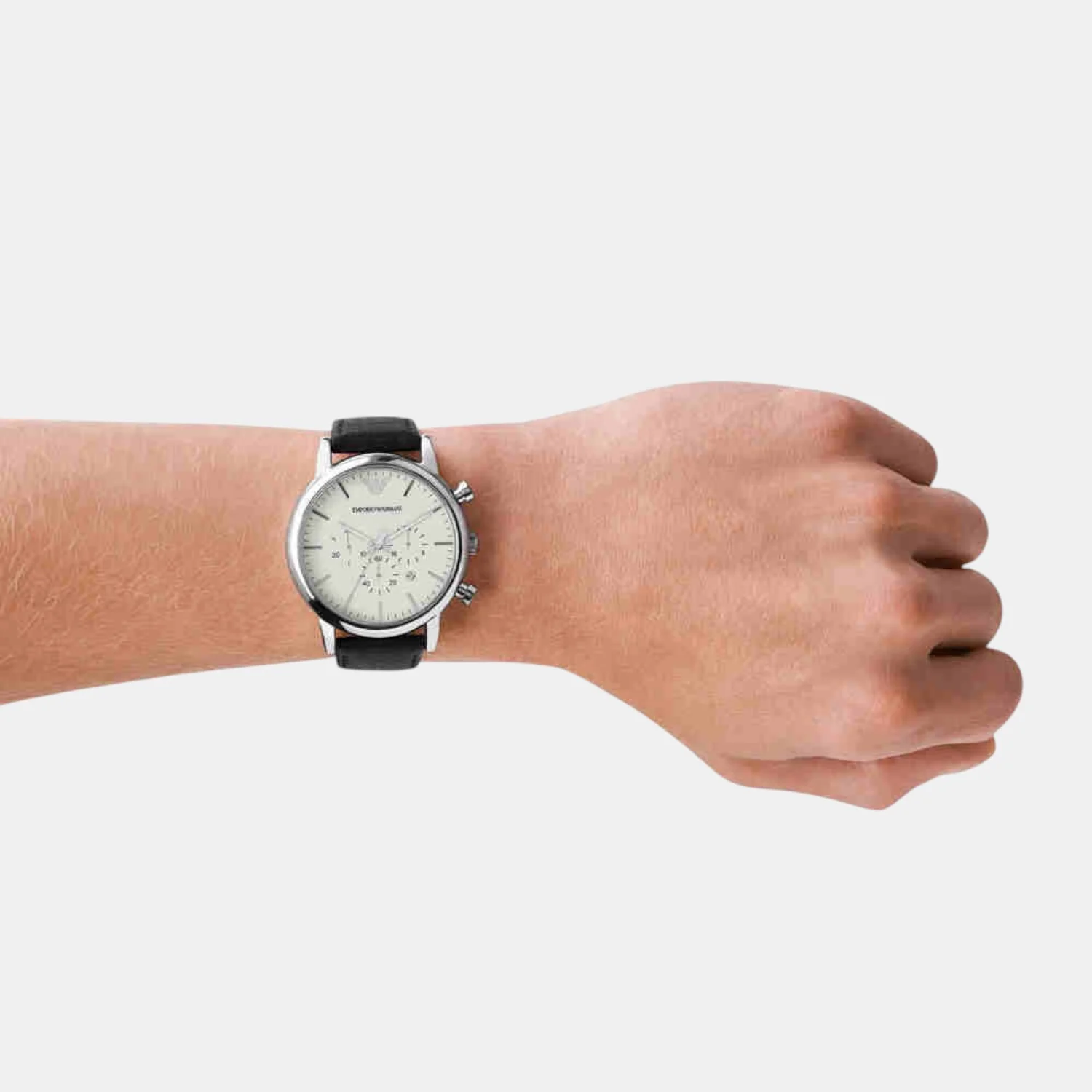 Men Quartz Silver Dial Chronograph Leather Watch AR1807 - Image 4