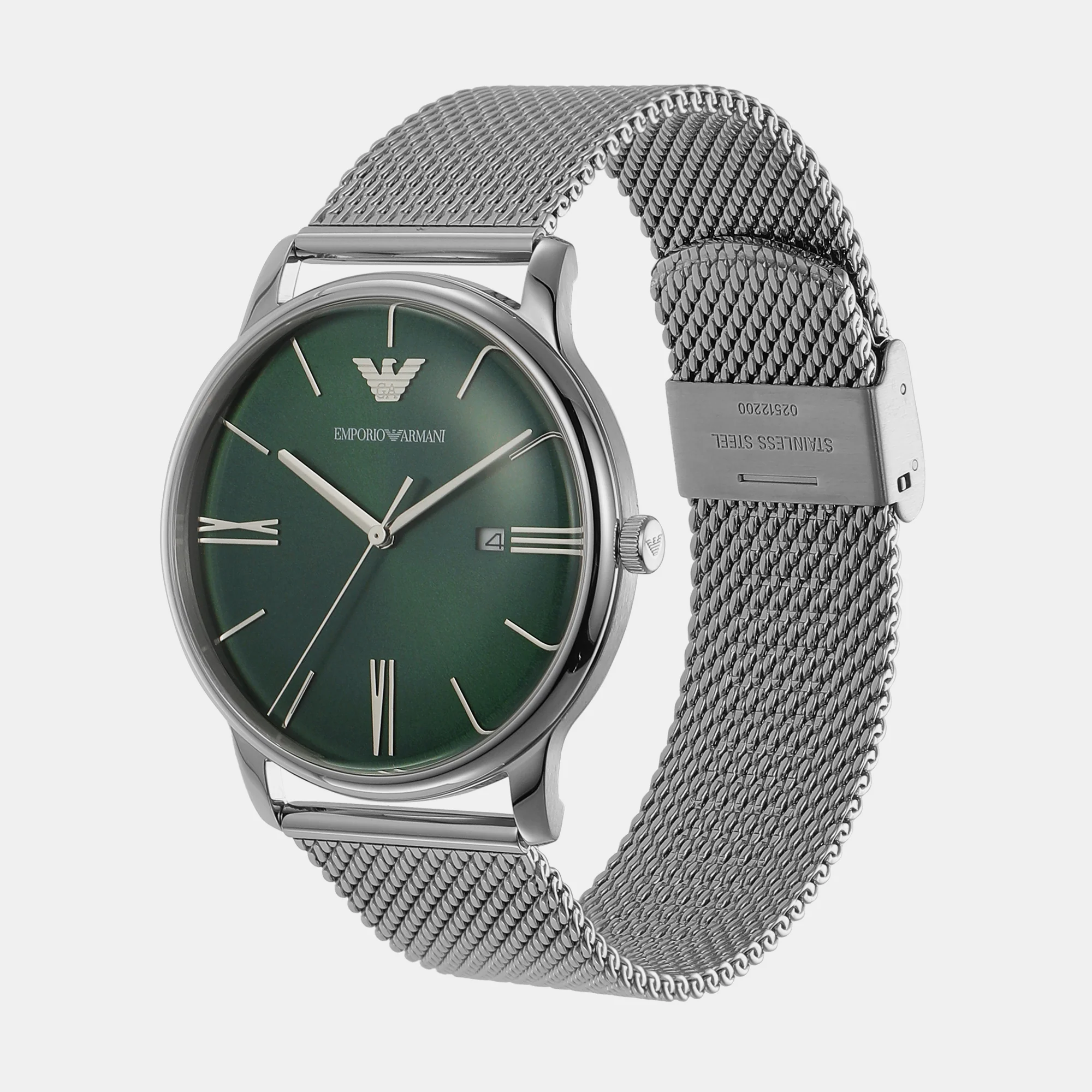 Minimalist Men Quartz Green Dial Analog Stainless Steel Watch AR11578 - Image 4