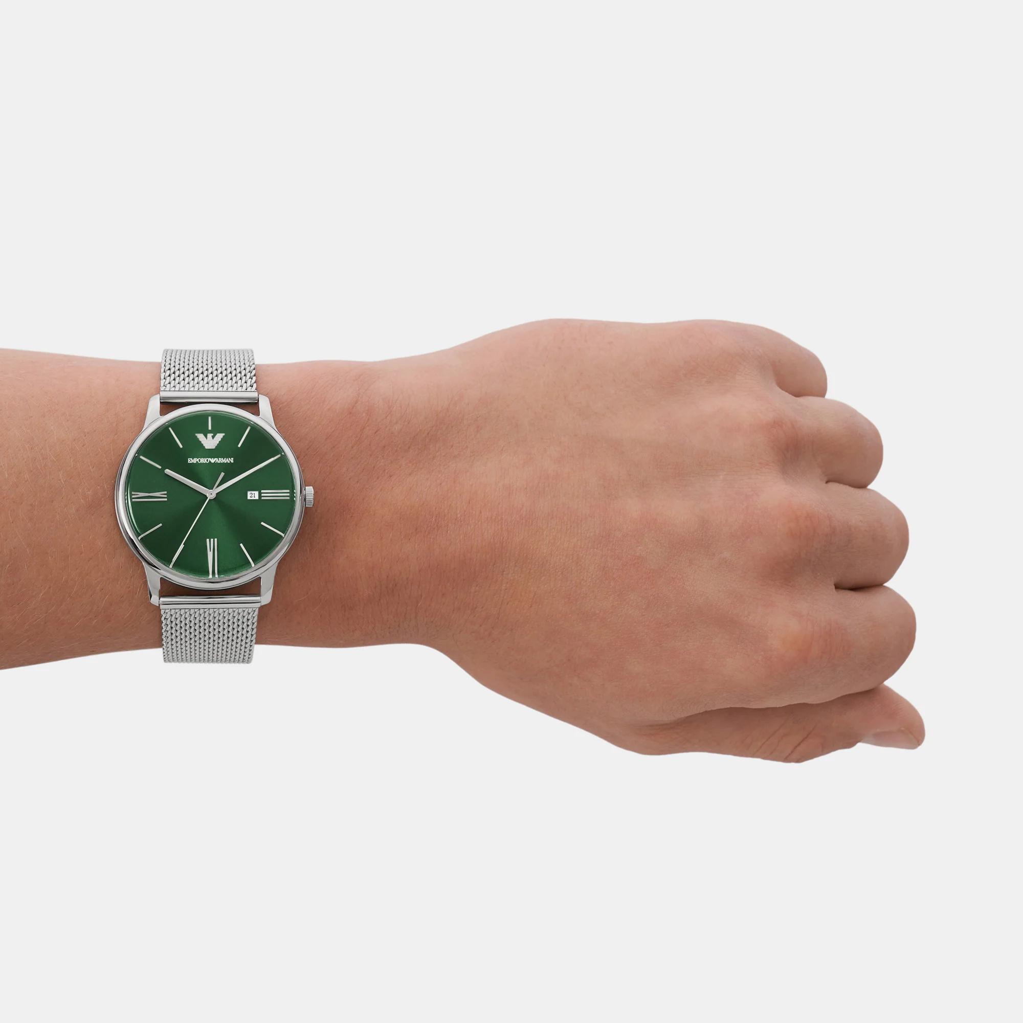 Minimalist Men Quartz Green Dial Analog Stainless Steel Watch AR11578 - Image 7