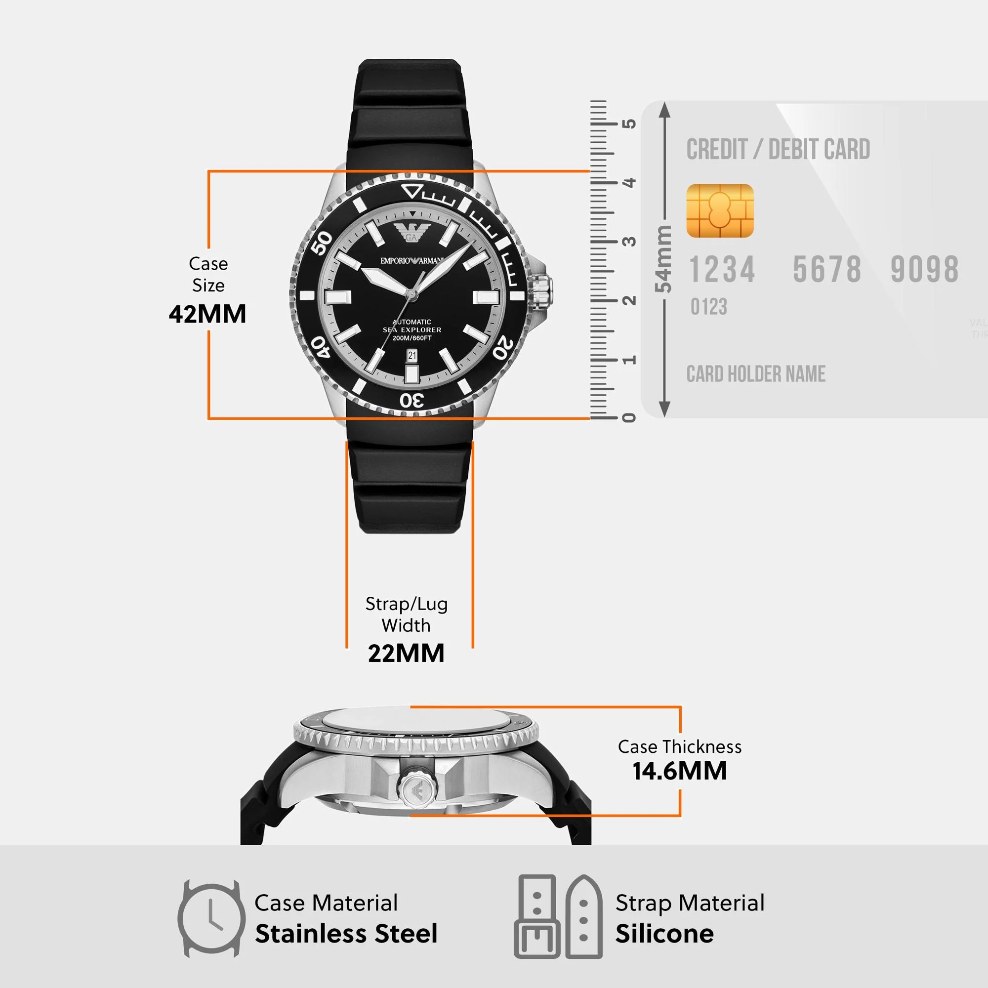 Sea Explorer Men Automatic Black Dial Analog Silicone Watch AR60078 - Image 8