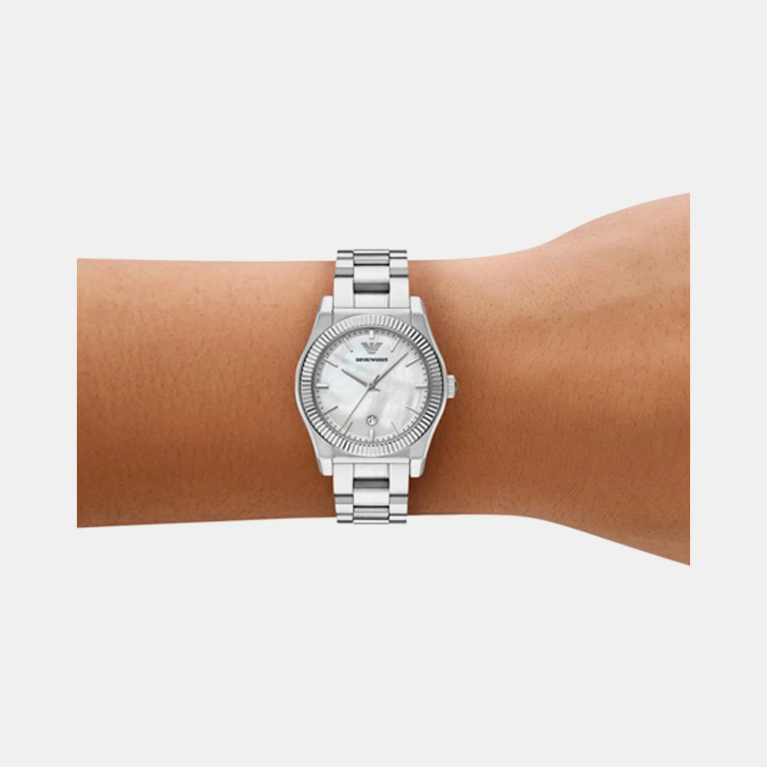 Women Quartz Mother of Pearl Dial Analog Stainless Steel Watch AR11723 - Image 4