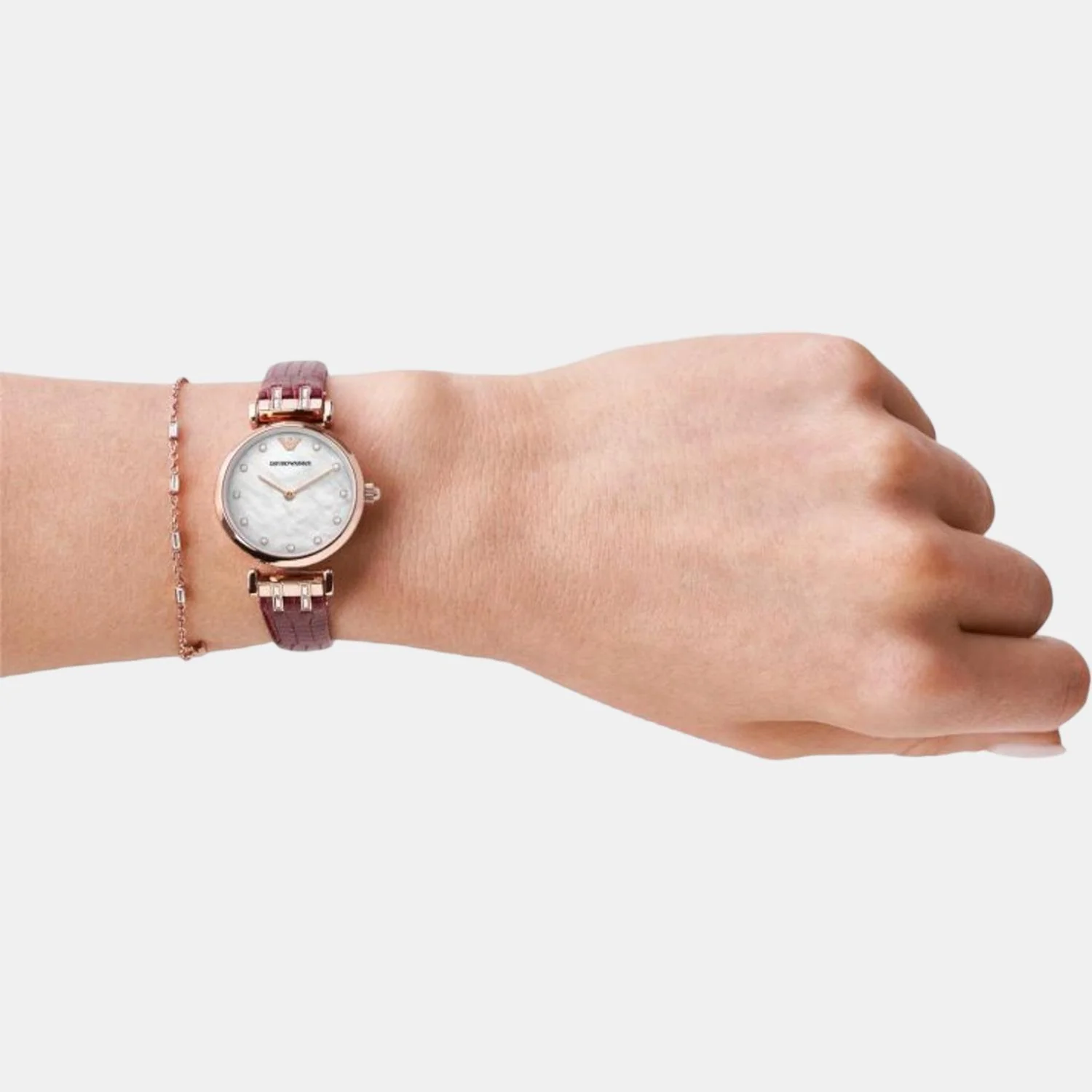 Women Quartz White Dial Analog Leather Watch AR80052 - Image 6