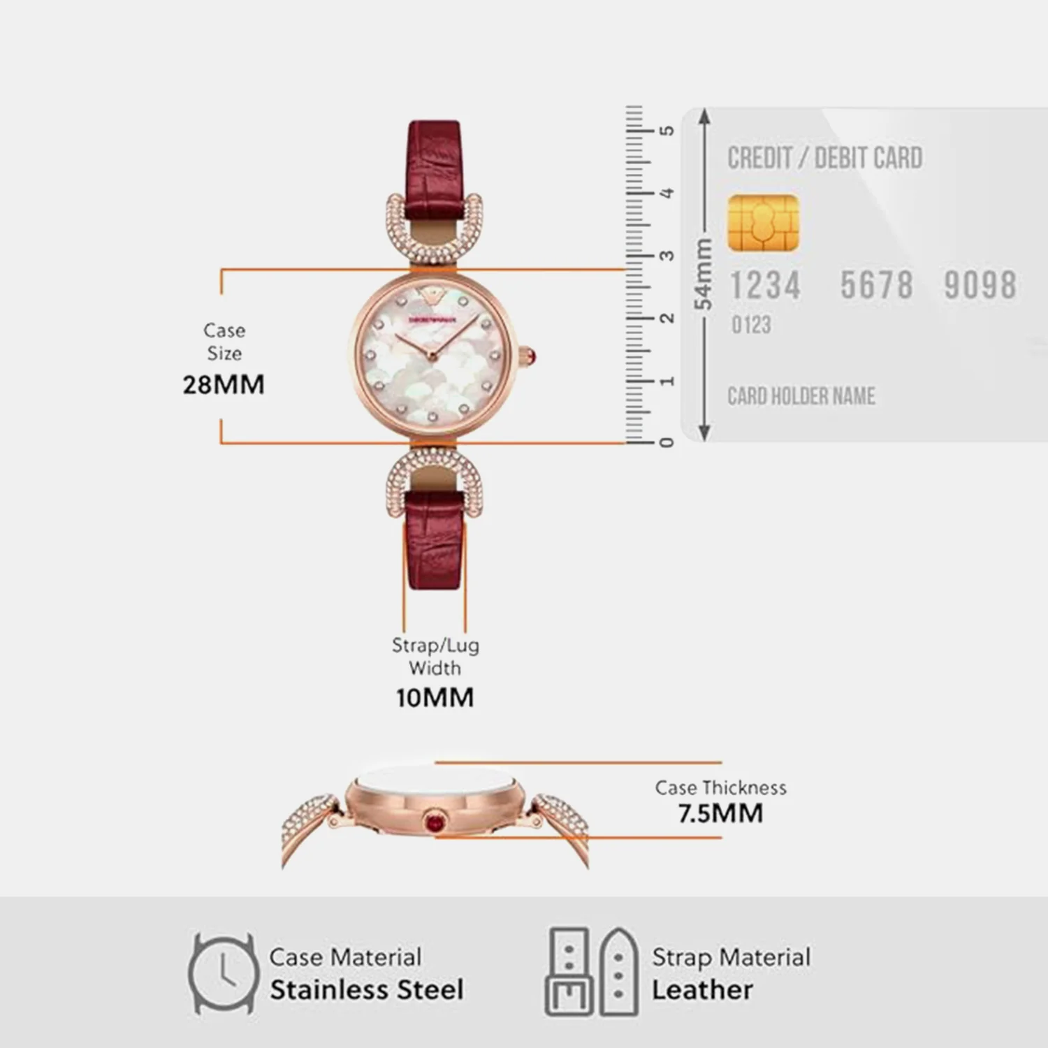 Women Quartz White Mother Of Pearl Dial Analog Leather Watch AR11737 - Image 6