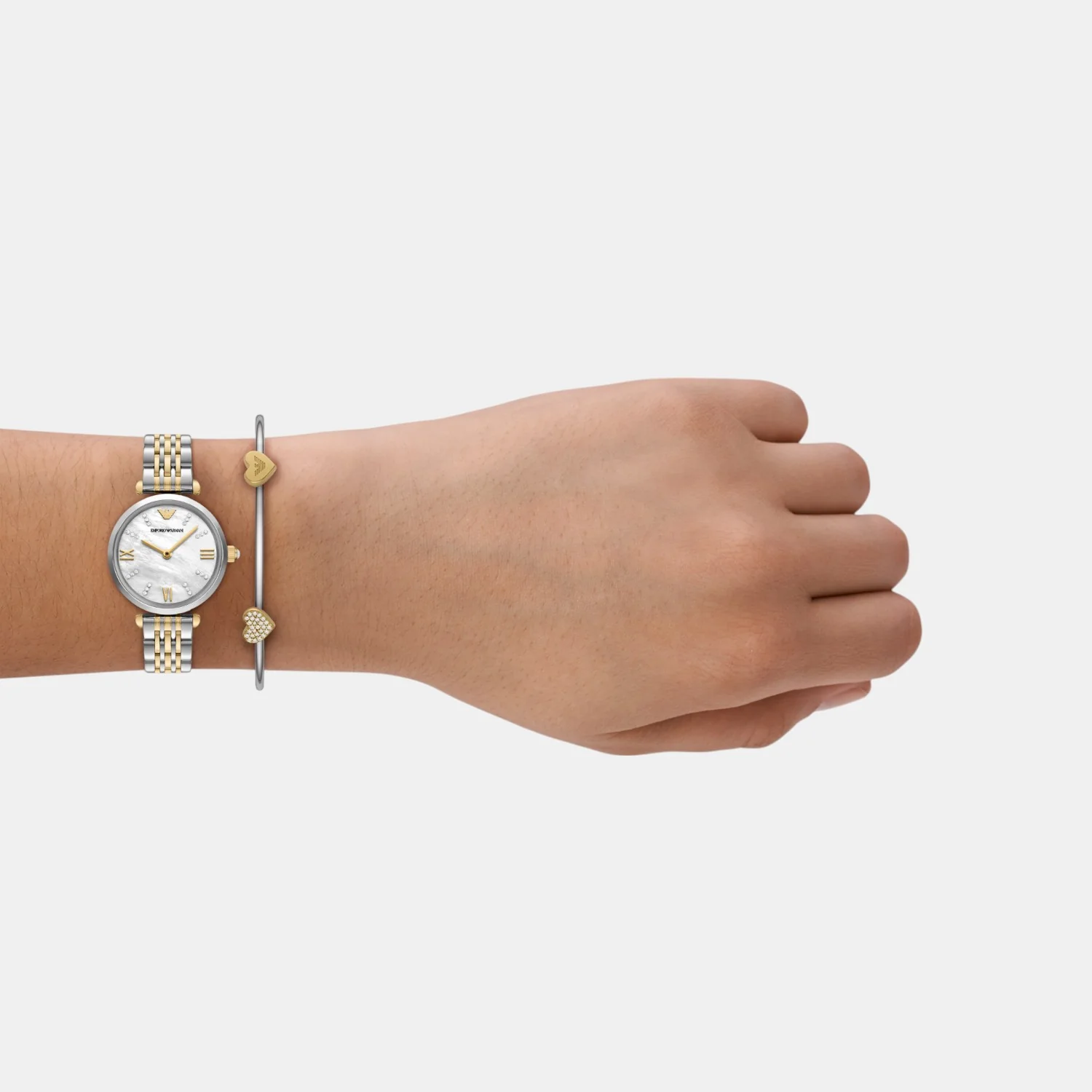 Women Quartz White Mother Of Pearl Dial Analog Stainless Steel Watch AR80078SET - Image 4
