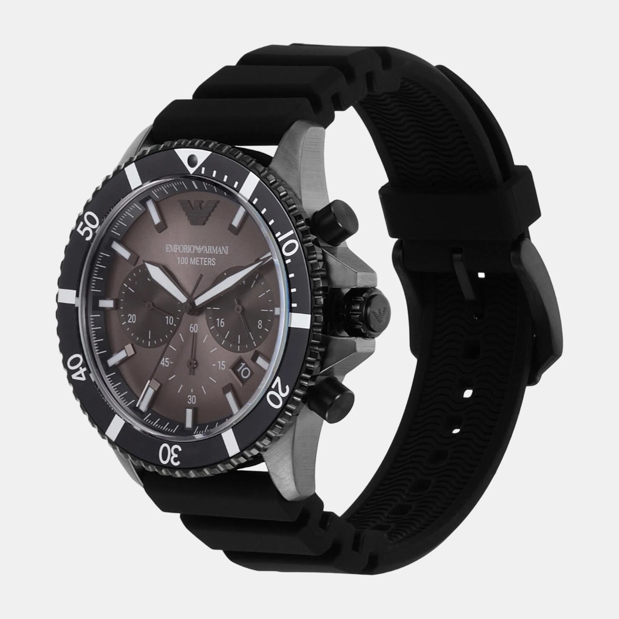 World Explorer Men Quartz Black Dial Chronograph Silicone Watch AR11515 - Image 2