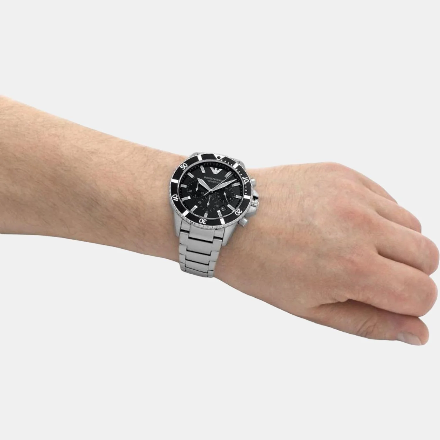 World Explorer Men Quartz Black Dial Chronograph Stainless Steel Watch AR11360 - Image 4