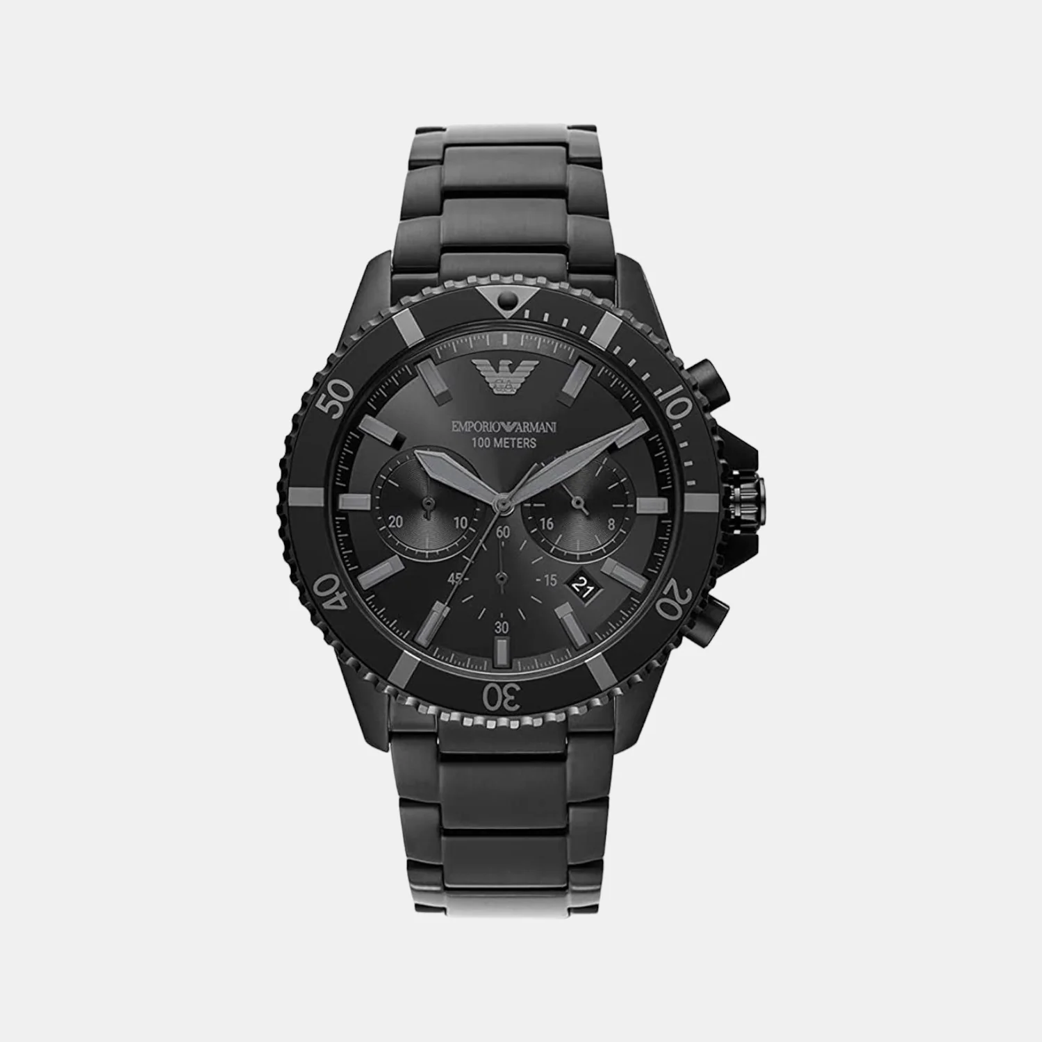 World Explorer Men Quartz Black Dial Chronograph Stainless Steel Watch AR11363
