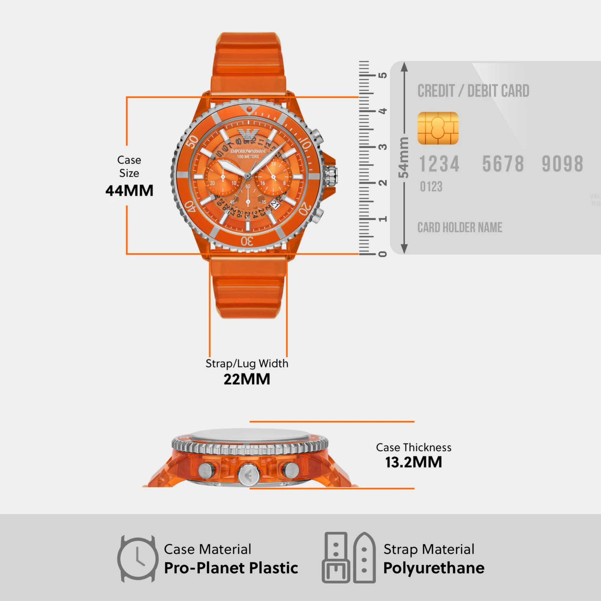 World Explorer Men Quartz Orange Dial Chronograph Polyester Watch AR11535 - Image 4