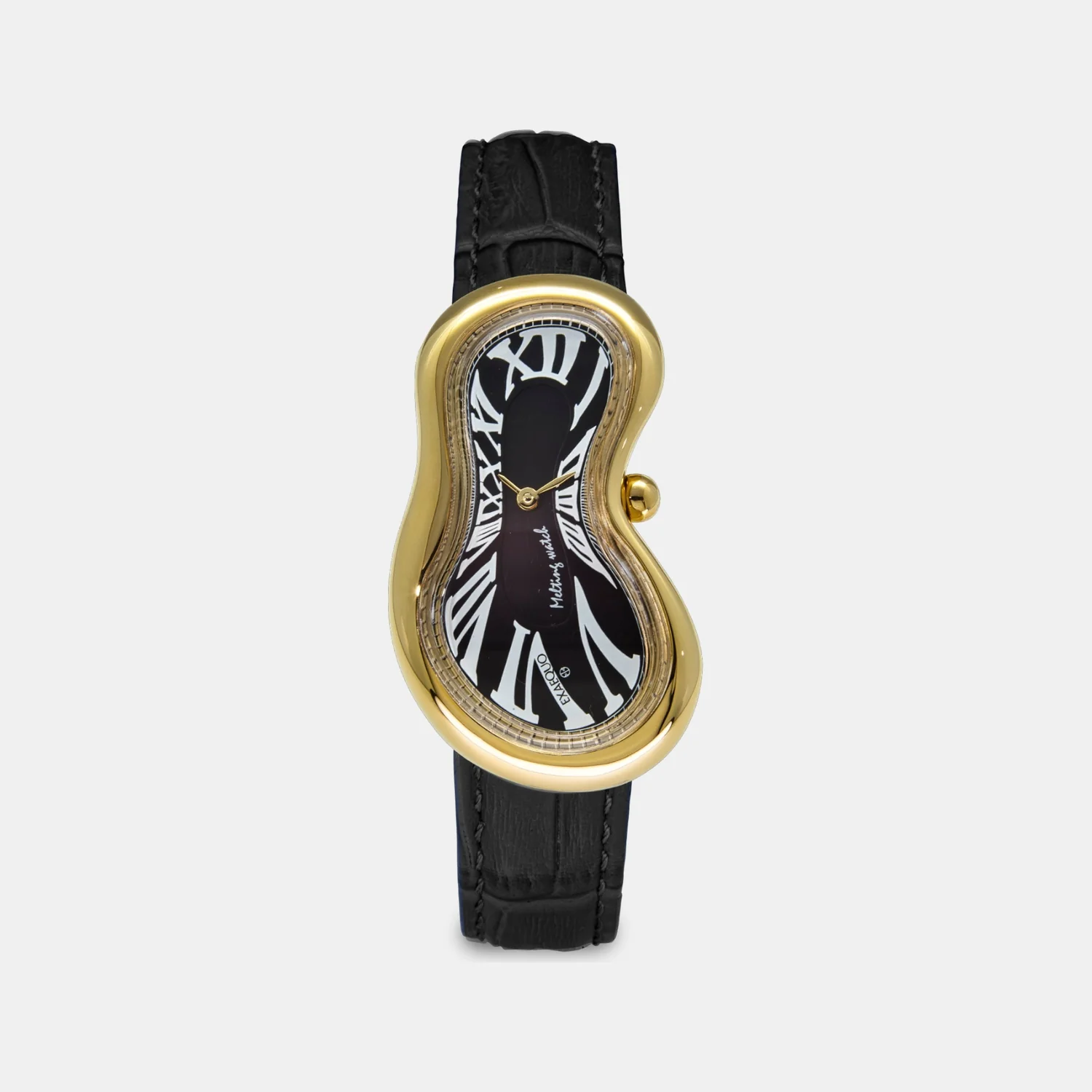 Classic Unisex Quartz Black Dial Analog Leather Watch EX0002.0001 - Image 2